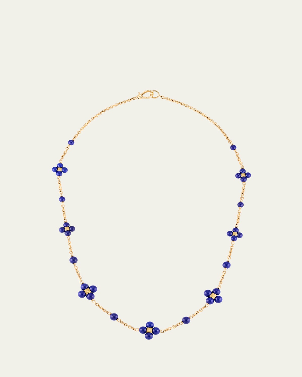 18K Yellow Gold Lapis Lazuli Station Necklace