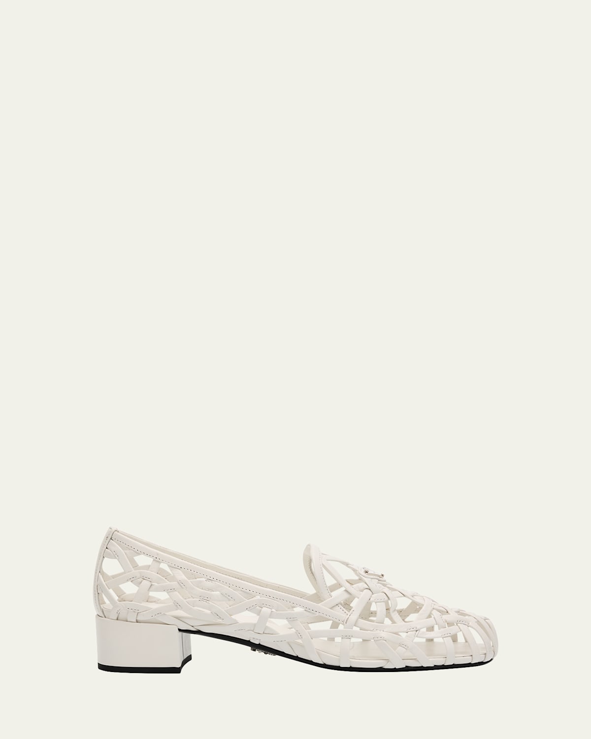 Prada Modellerie Napa Leather Cutout Pumps In White