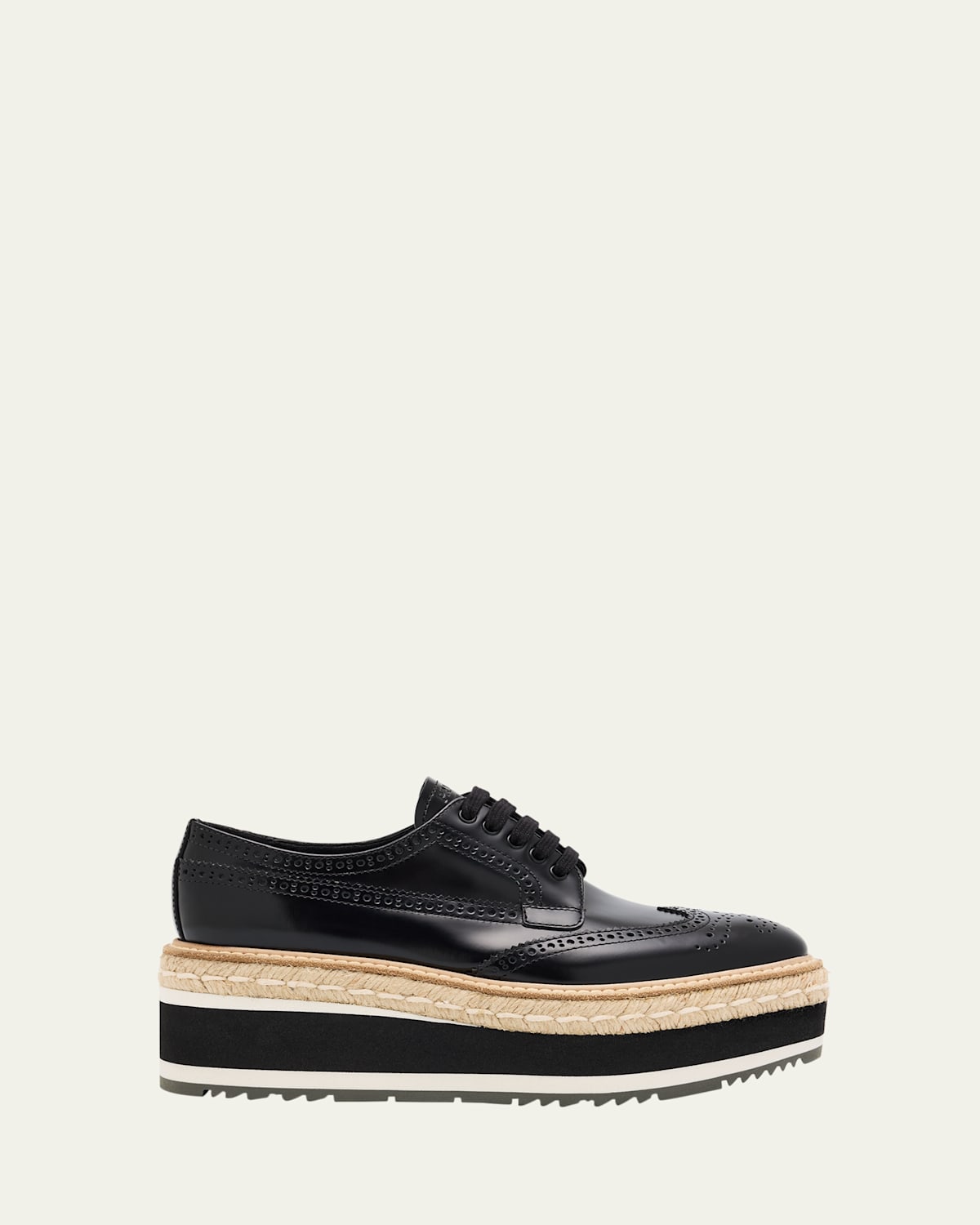 Prada Scarpe Stringate In Pelle Nera  Donna In Nero