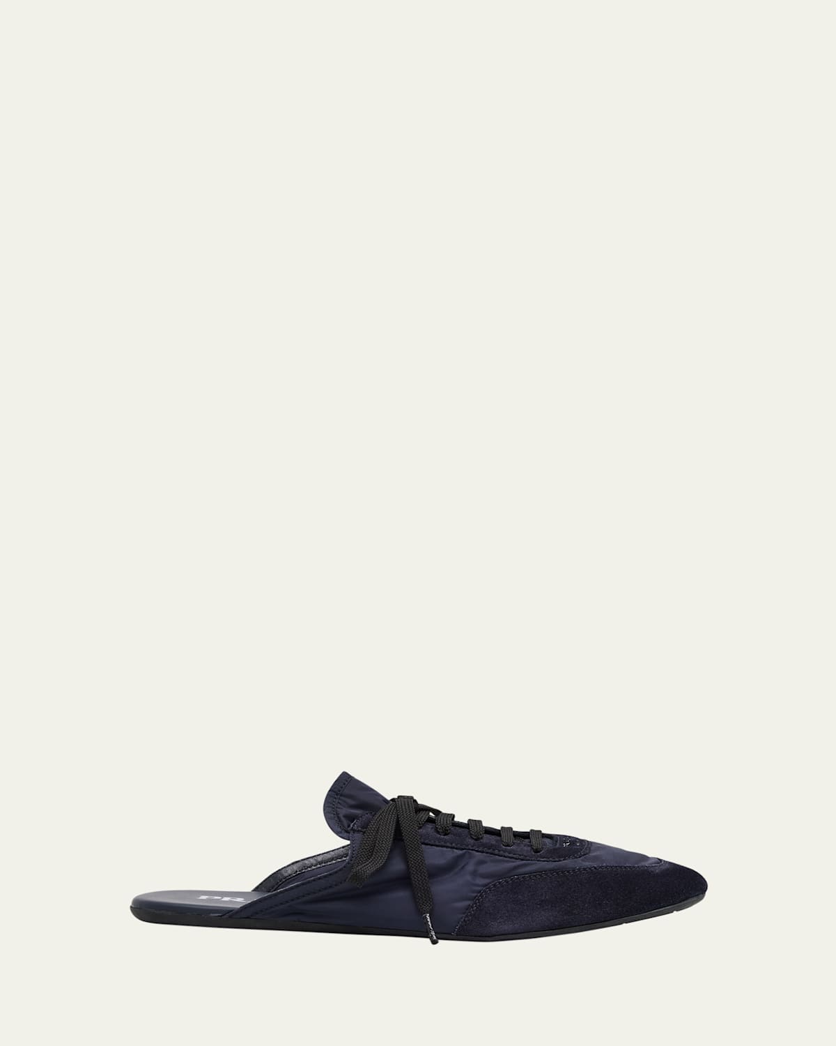 Prada Nylon And Suede Open-back Sneakers In Bleu