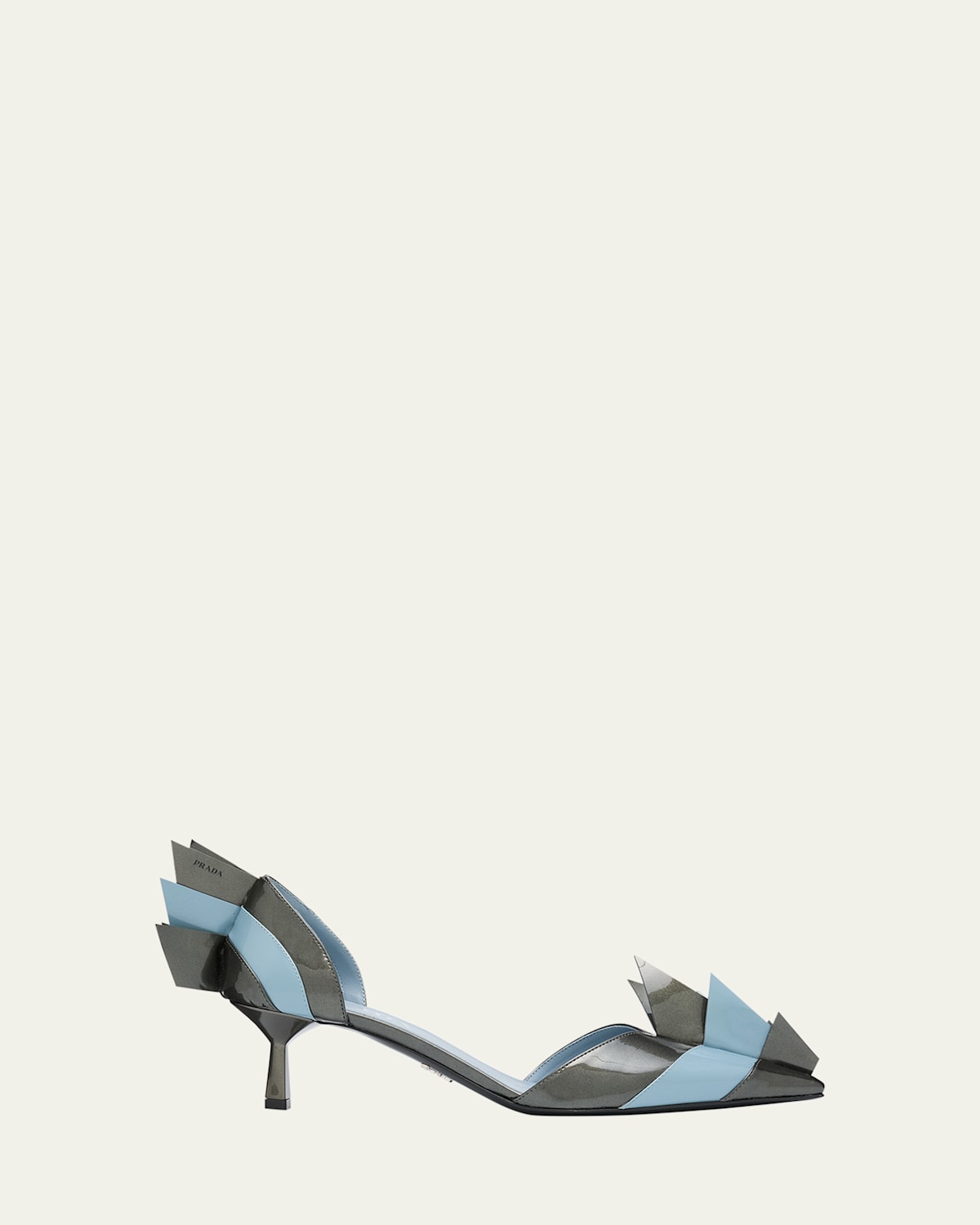 Prada Leather Pumps With Two-tone Strappy Design In Antracite Astrale