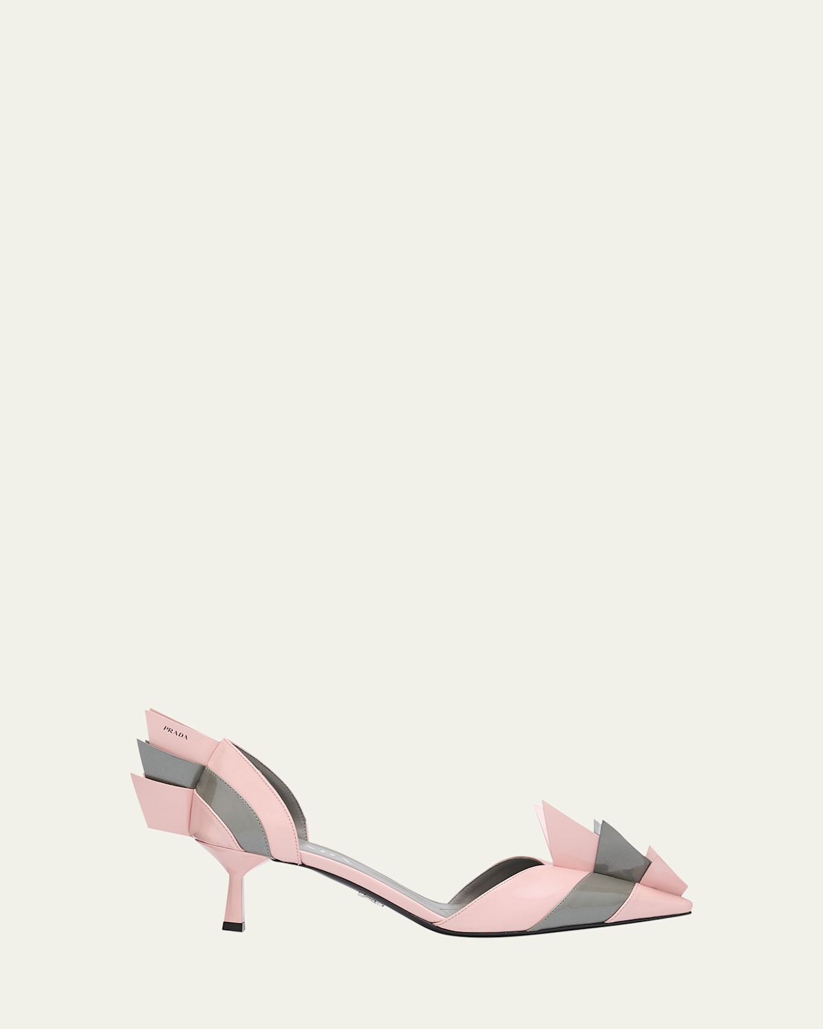 Prada Heel Pumps With Geometric Accents And Strappy Design In Pink