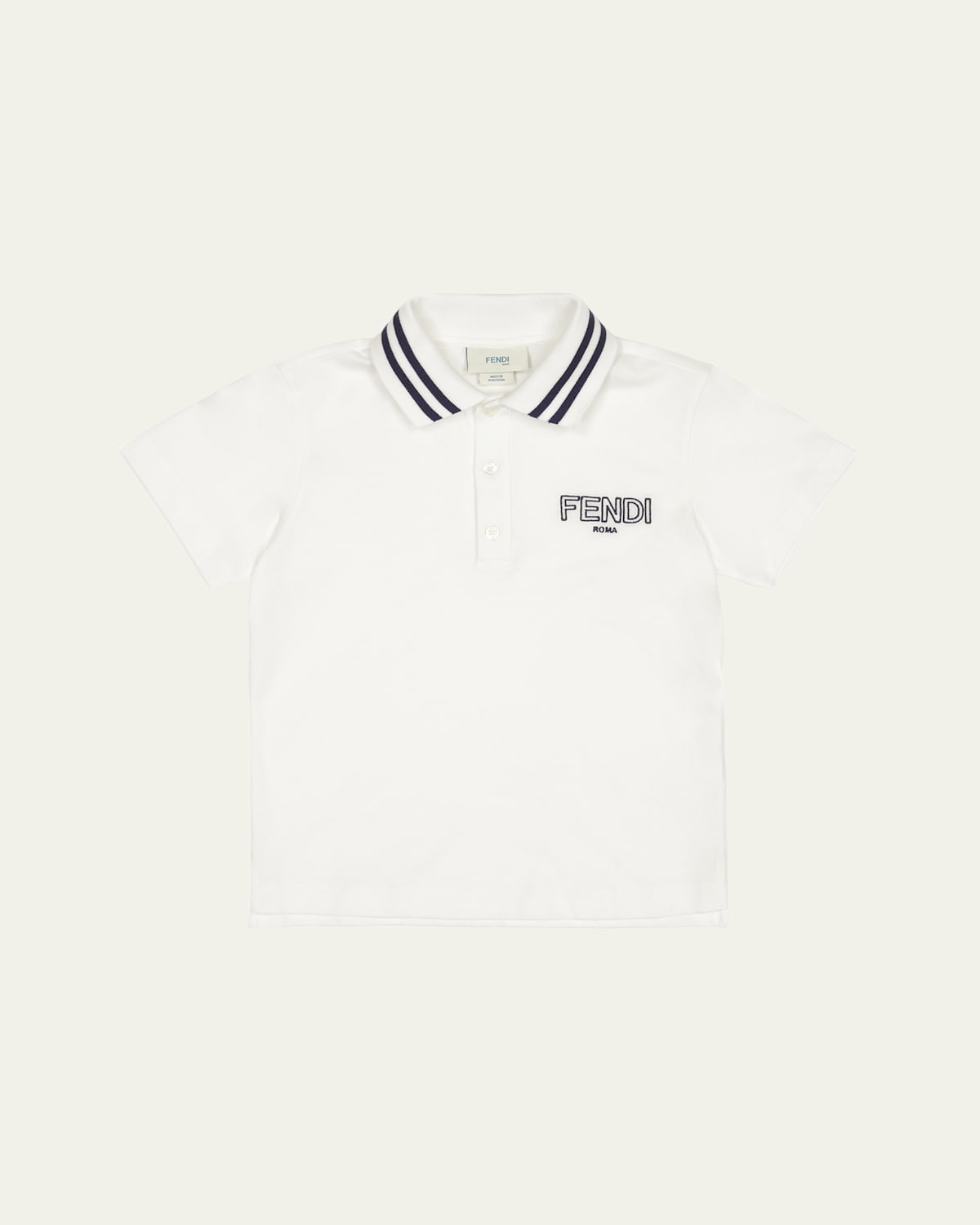 FENDI BOY'S LOGO-PRINT EMBROIDERED POLO SHIRT
