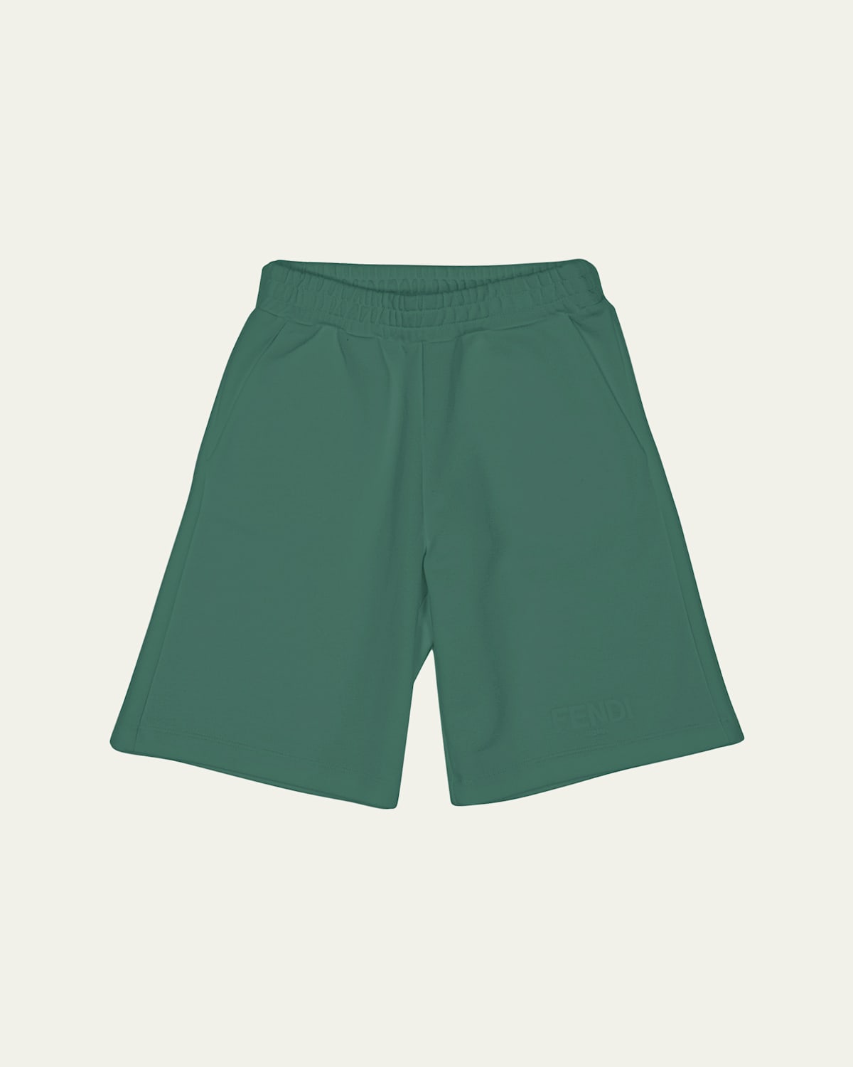 Fendi Boy's Logo-print Sweat Shorts In F1qye Jade Grn