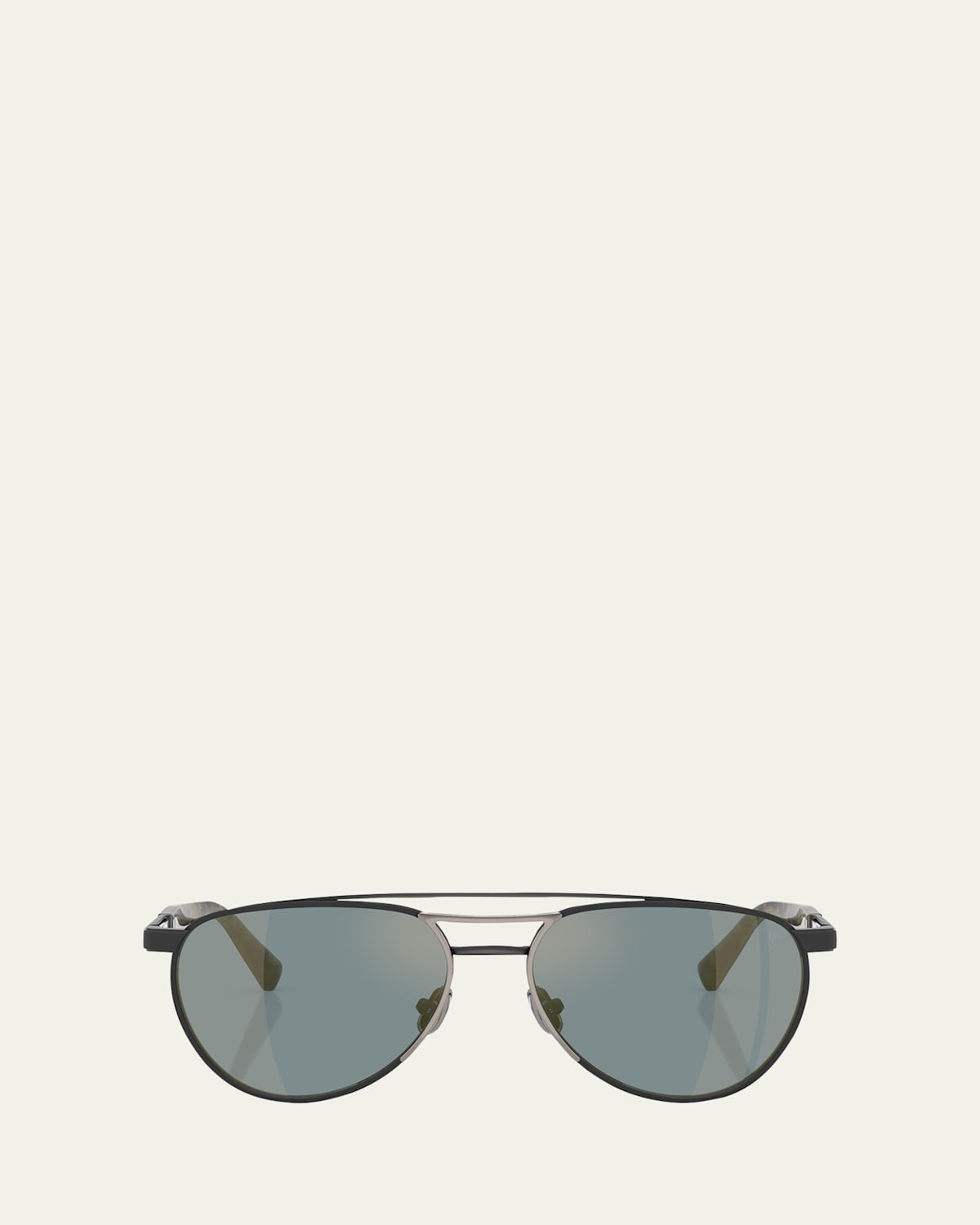 Brunello Cucinelli 0bc2007st Aviator Titanium Sunglasses In Blue Mirror