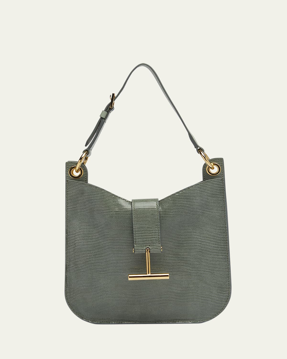 TOM FORD TARA SMALL CROSSBODY BAG IN LIZARD-EMBOSSED SUEDE AND LEATHER 