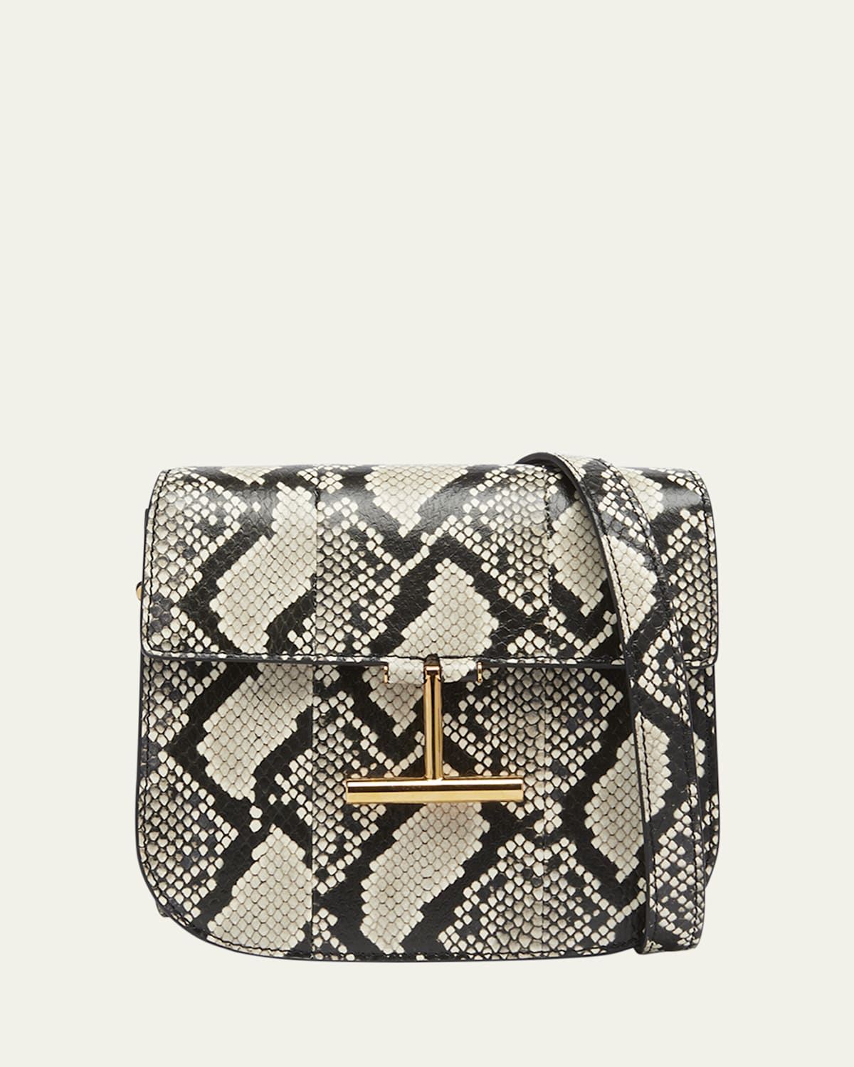 Tom Ford Tara Mini Crossbody Bag In Python-printed Leather In Roccia