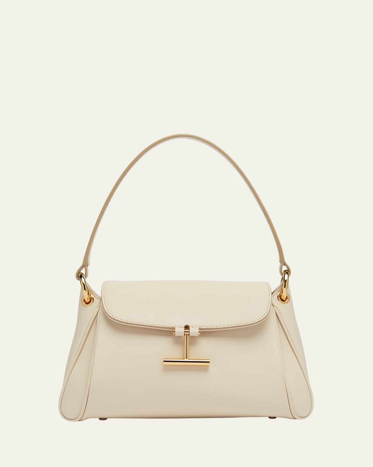Tom Ford Tara Small Shoulder Bag In Grain Leather In Cream