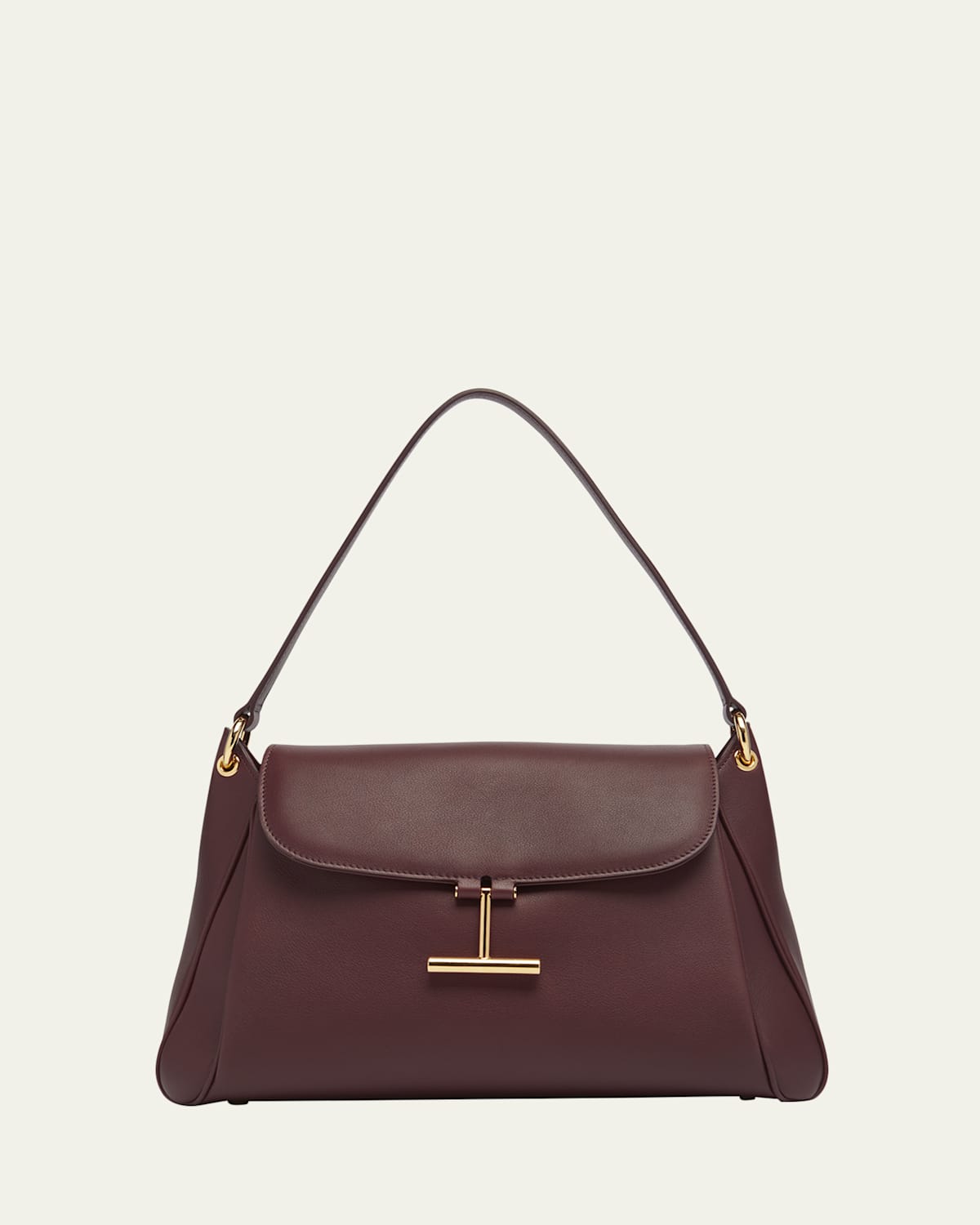 Tom Ford Tara Flap Shoulder Bag In Grain Leather In 1b055 Cocoa