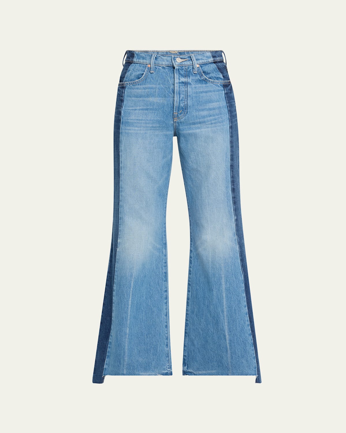 Mother The Tux Sidestepper Sneak Fray Jeans Double Stacked In Double Stacked