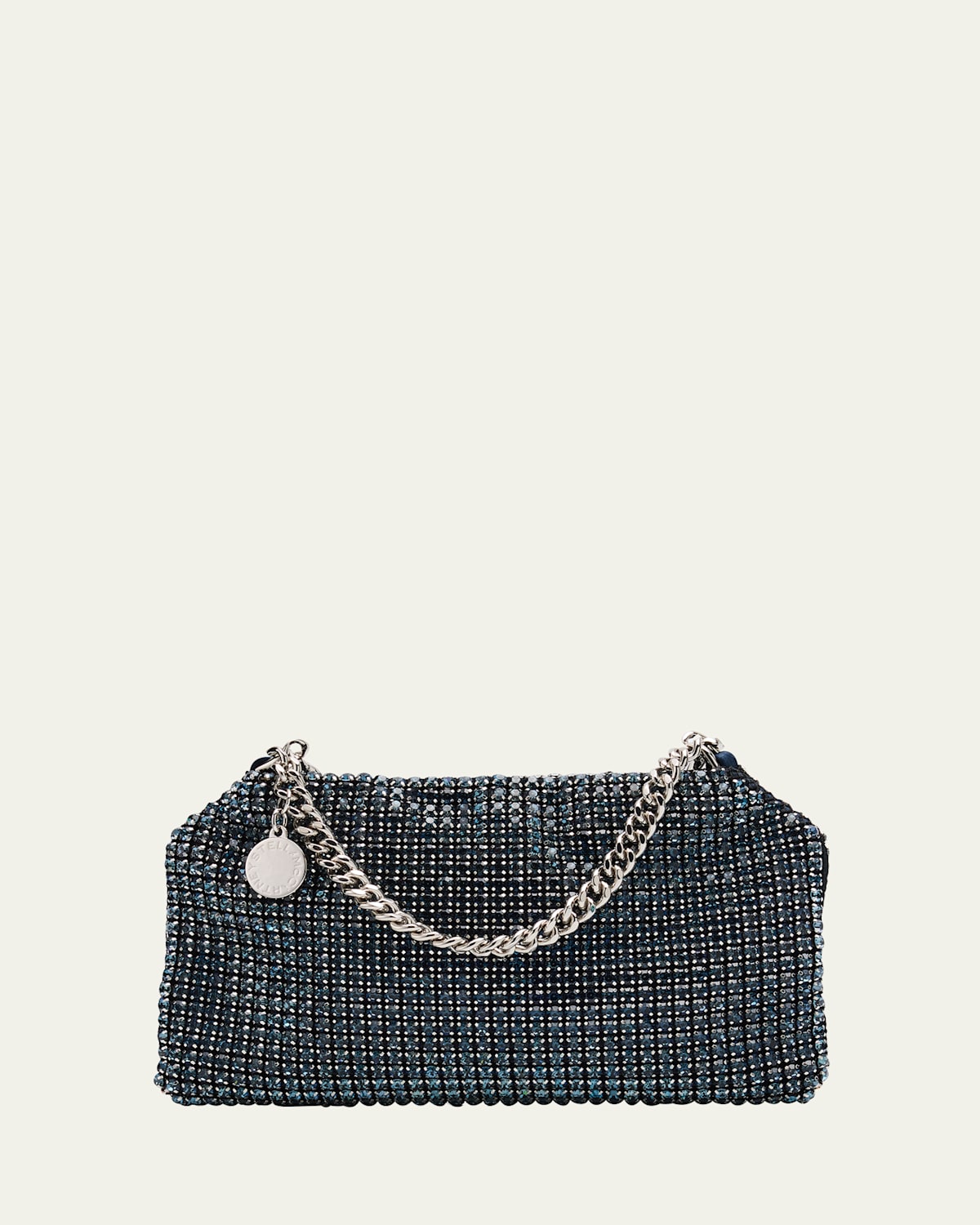 Stella Mccartney Falabella Crystal Mesh Shoulder Bag In Ink