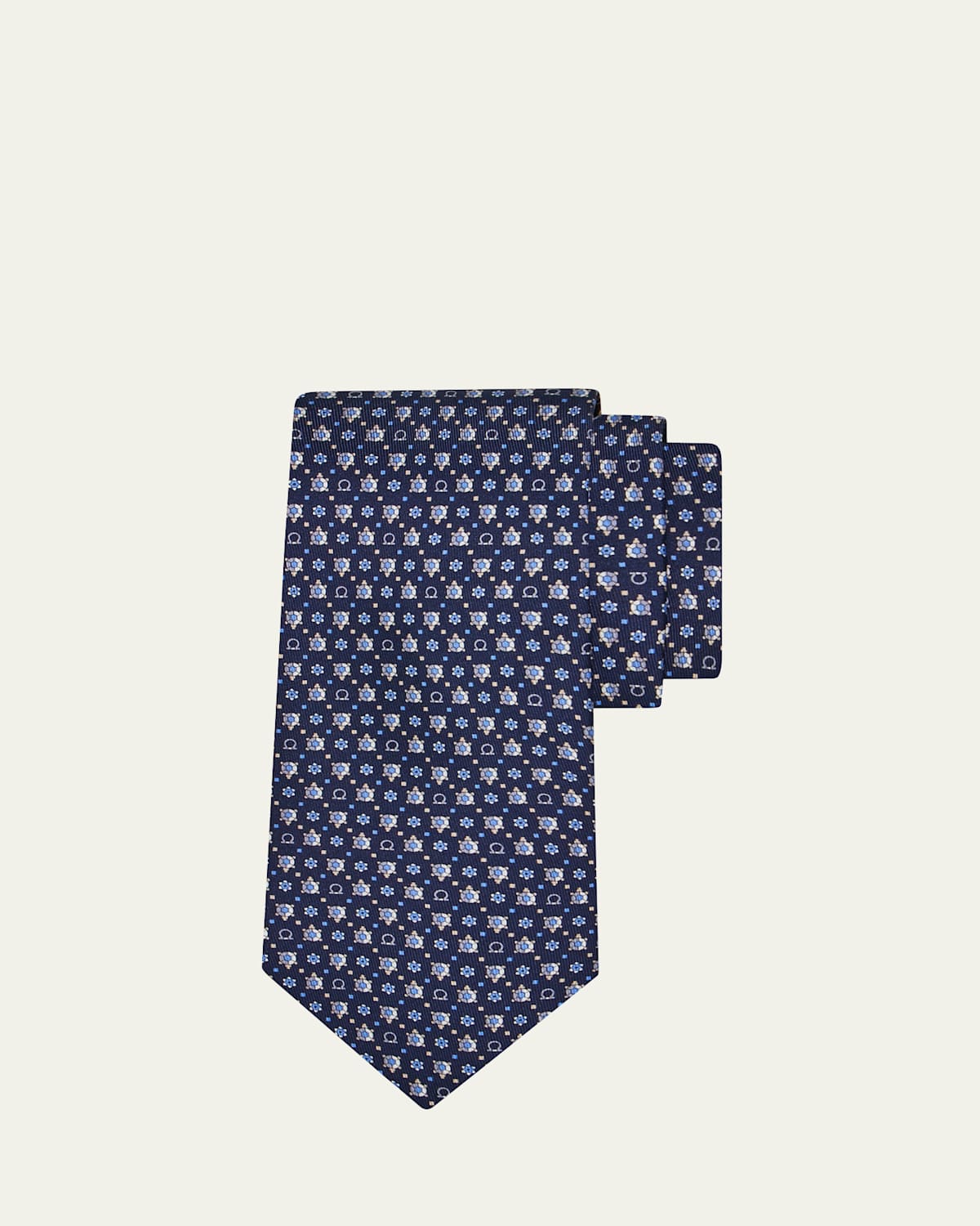 Ferragamo Men's Gancini Micro-turtle Silk Tie In Brown