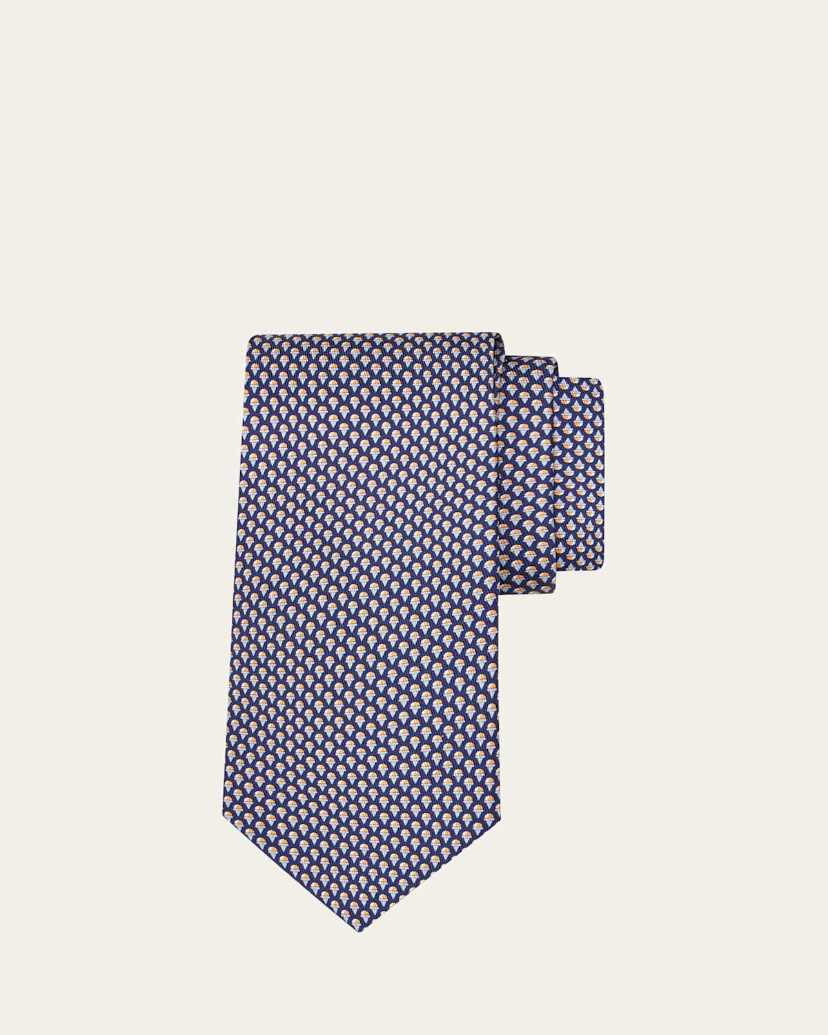 Ferragamo Men's Mini Ice Cream-print Silk Tie In Brown