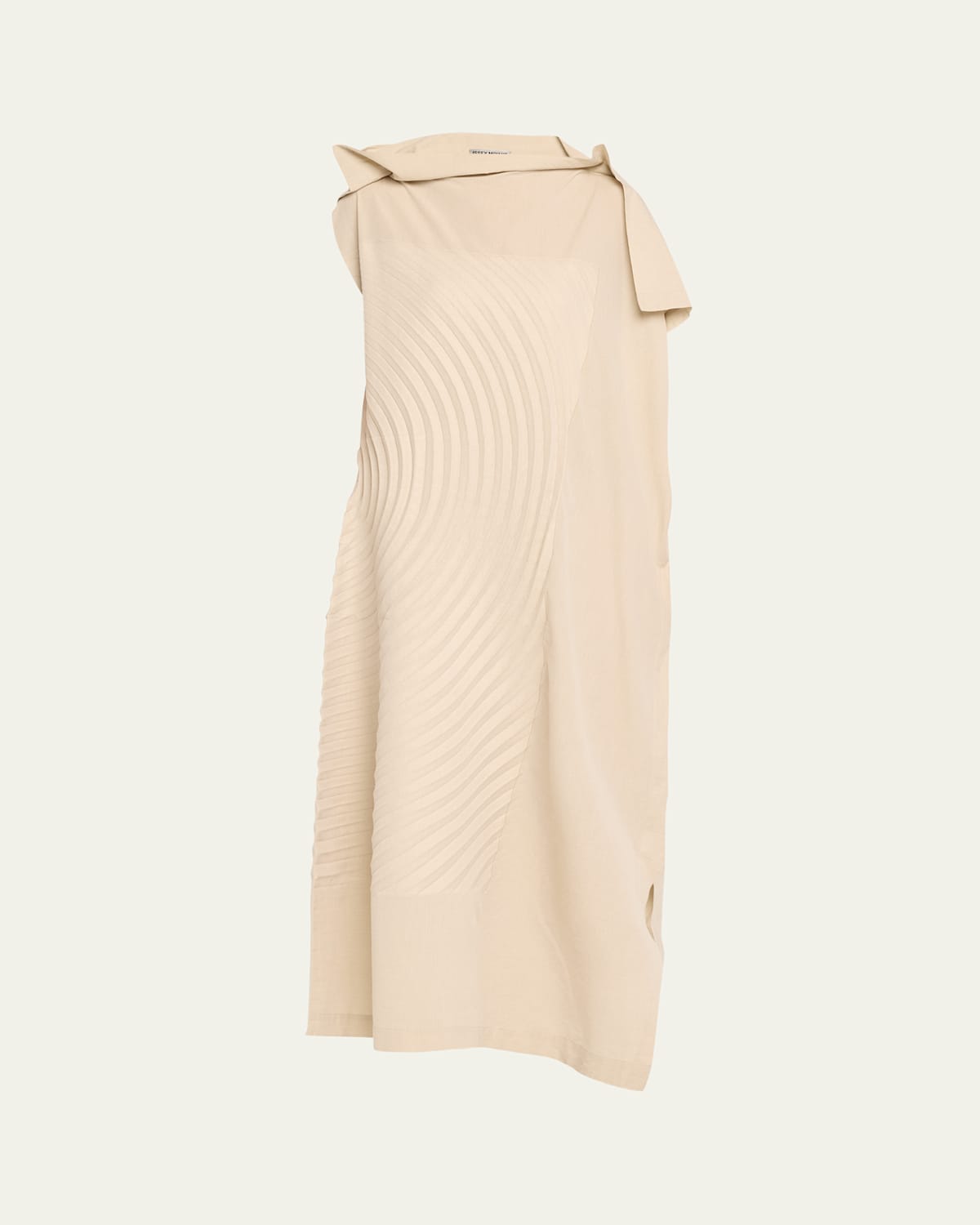 Issey Miyake Flow Long Pleated Dress In Ash Beige