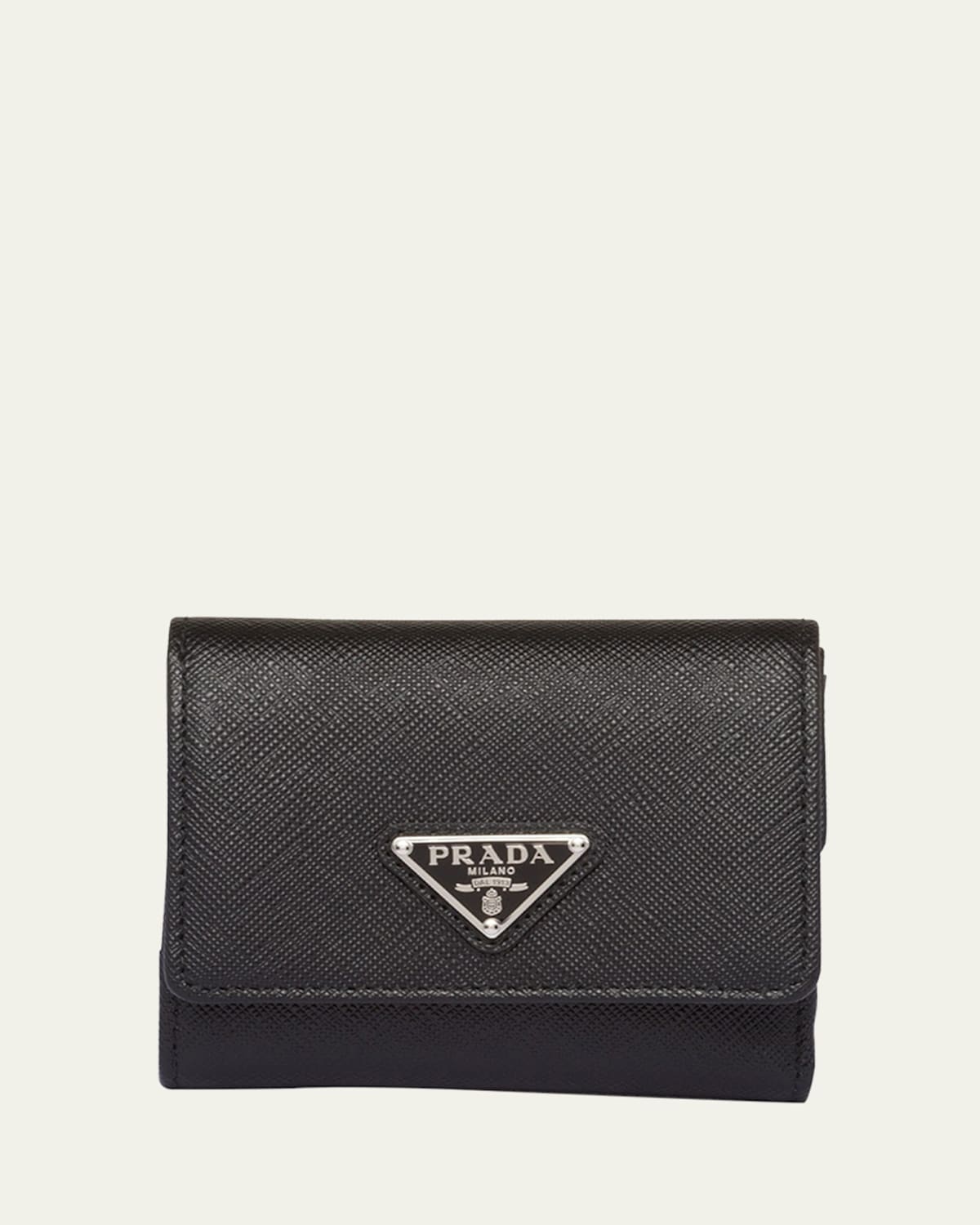 Prada Compact Trifold Saffiano Leather Wallet