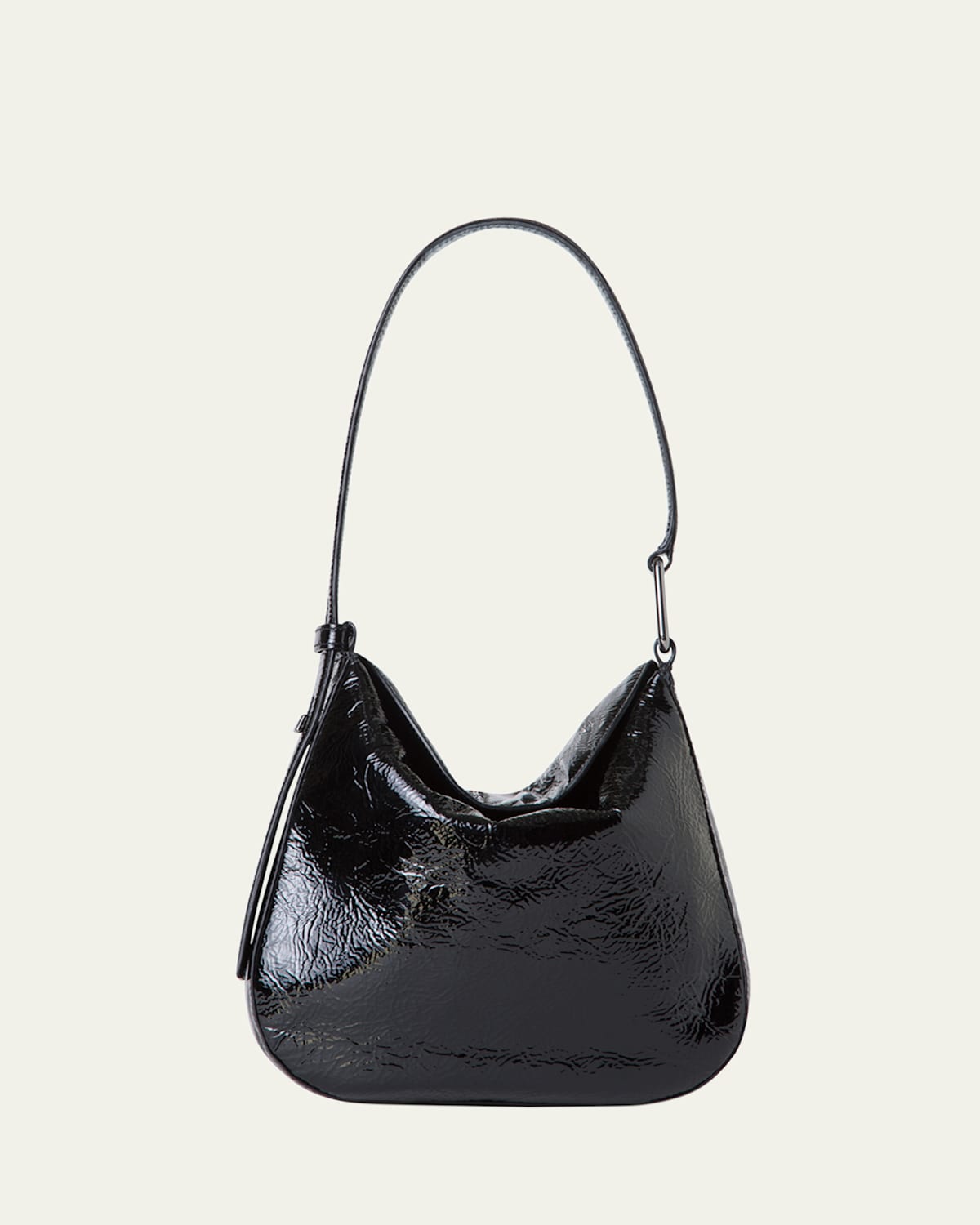 Anna Lacquered Leather Small Hobo Bag