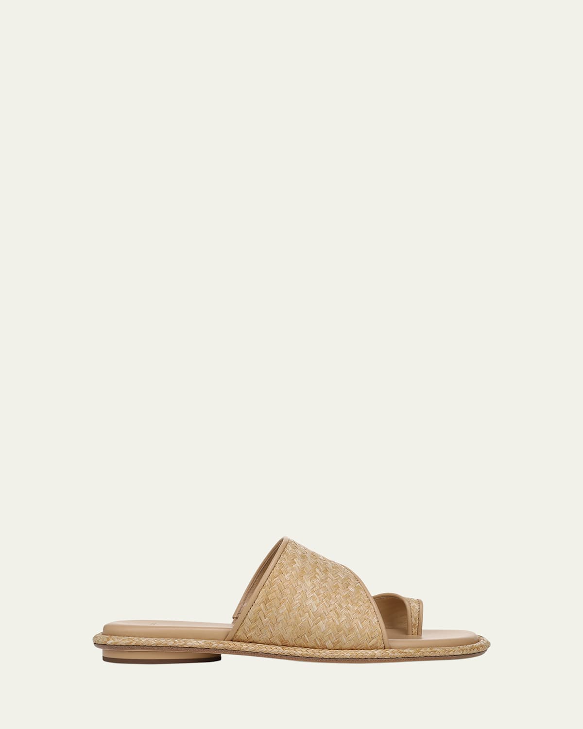 Vince Lukas Raffia Toe-ring Slide Sandals In Toasted Wheat