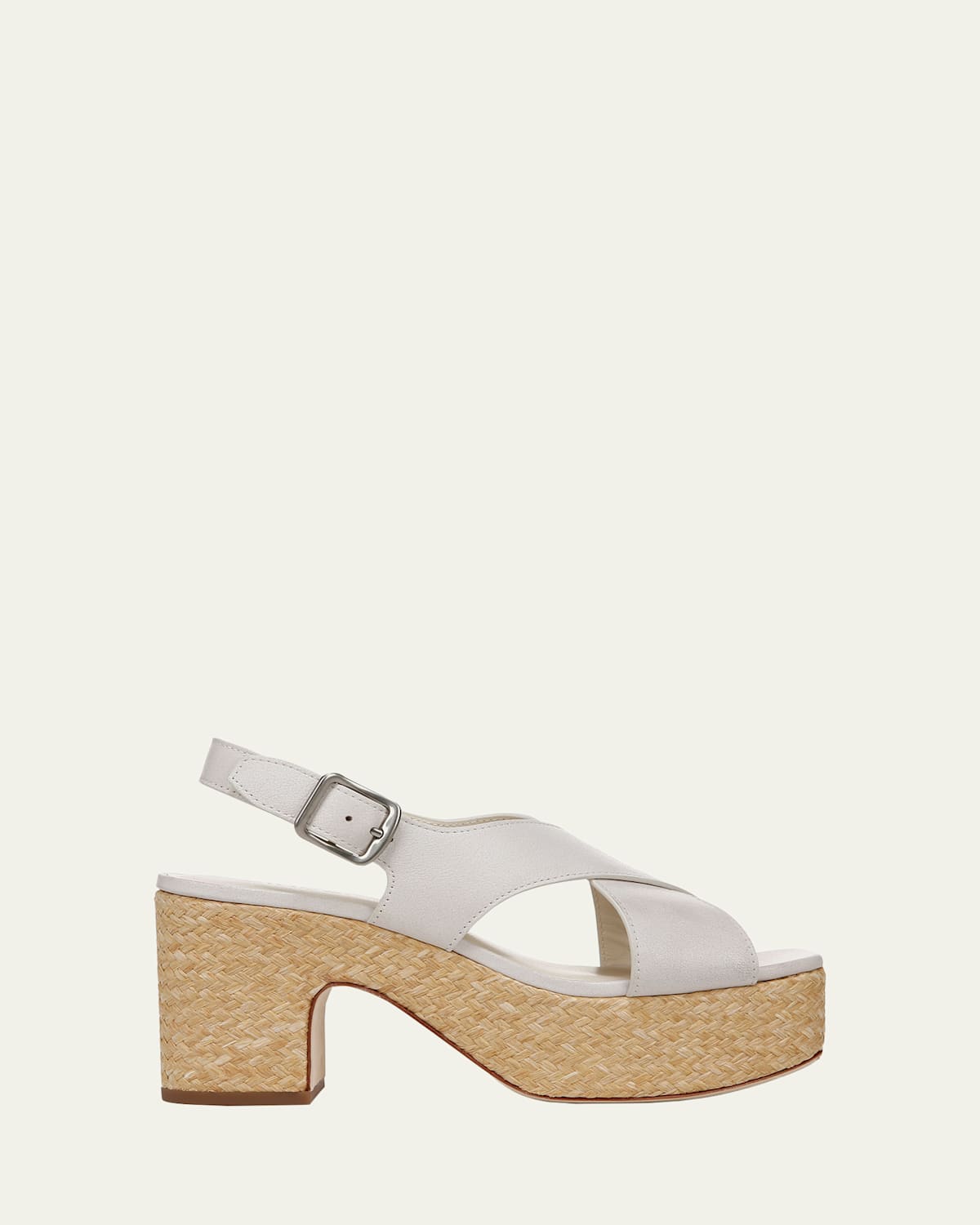 Vince Clementina Leather Crisscross Platform Sandals In Sabbia White