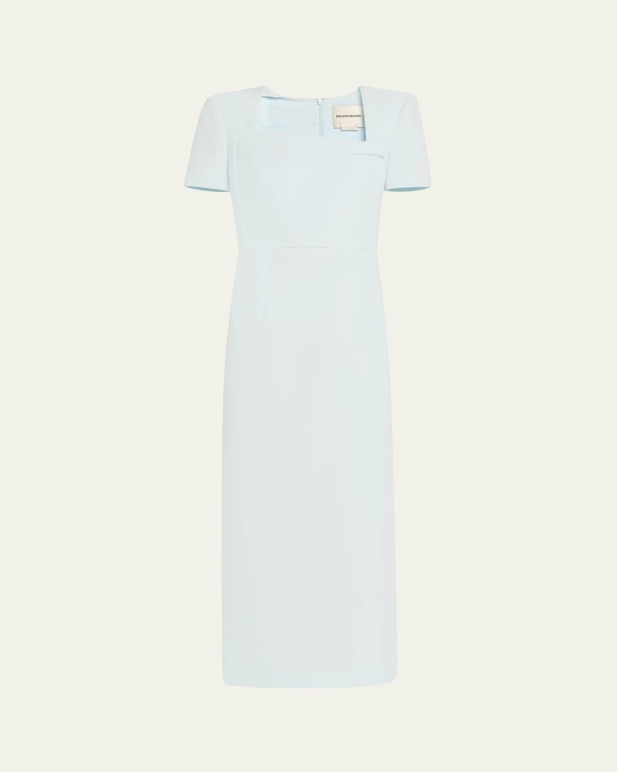 Roland Mouret Short Sleeve Heavy Cady Belted Midi Dress In Blue