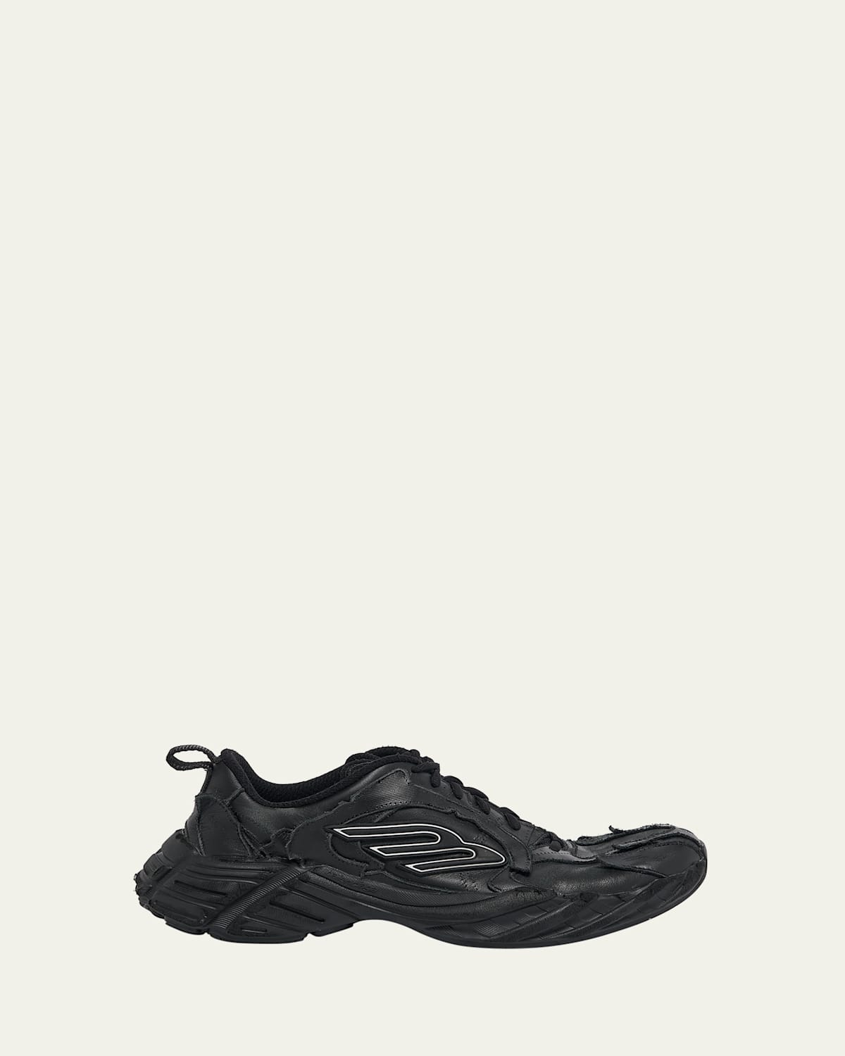 Balenciaga Monday 3b Sports Icon Leather Sneakers In Black