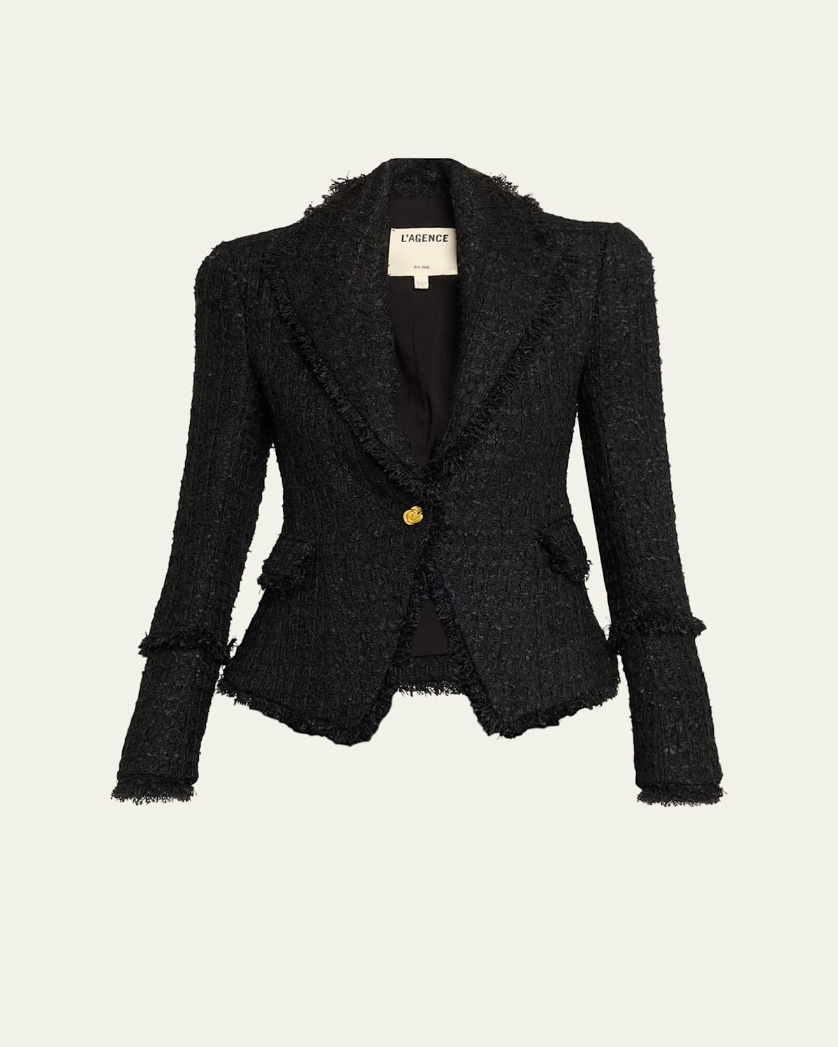 L'agence Kaisley Waffle Tweed Blazer In Black