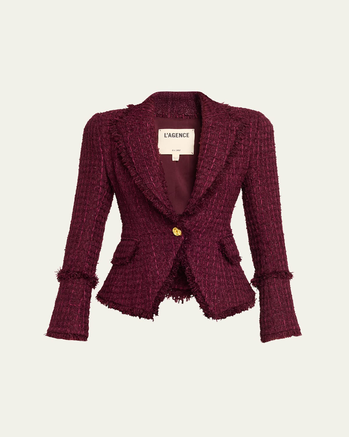 L'agence Kaisley Waffle Tweed Blazer In Red
