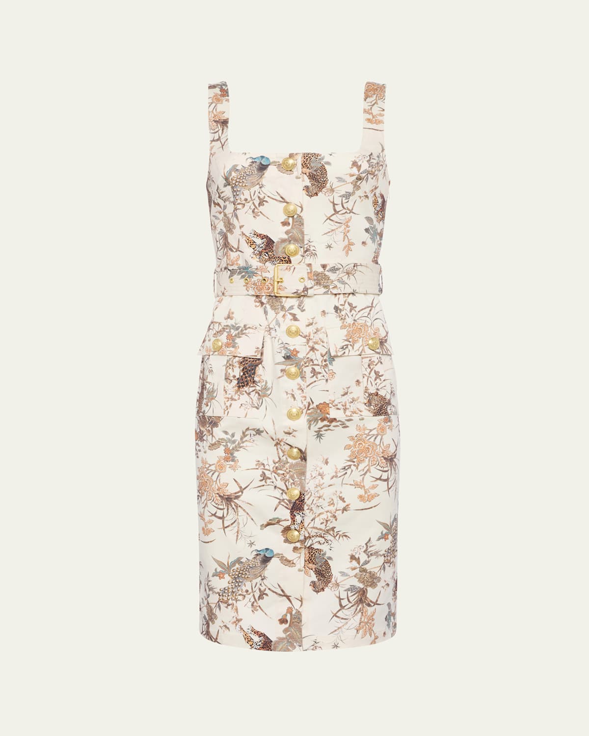 L'Agence Tapestry Jungle Idy Button-Front Tank Dress