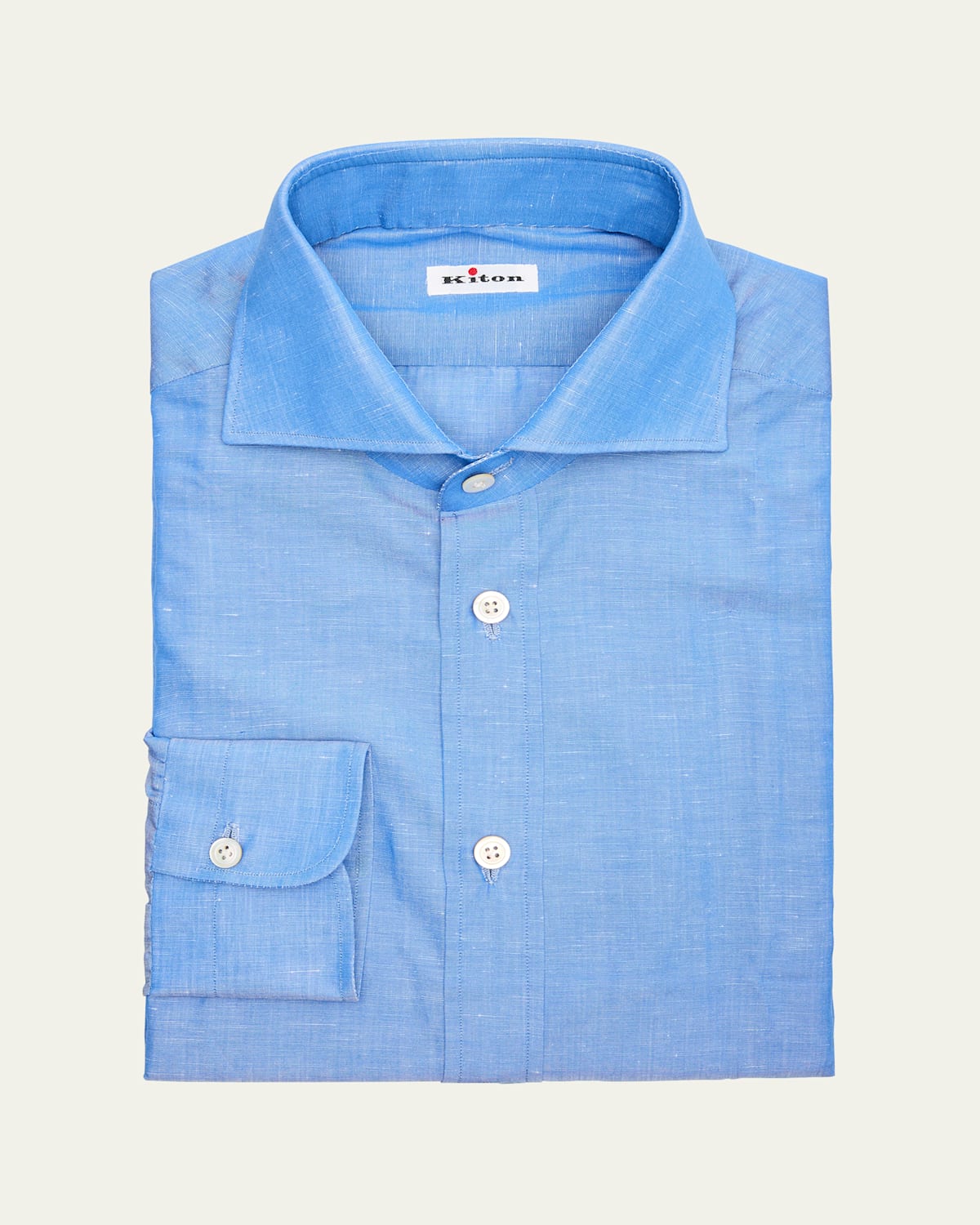 KITON MEN'S COTTON AND LINEN TEXTURED SPORT SHIRT 