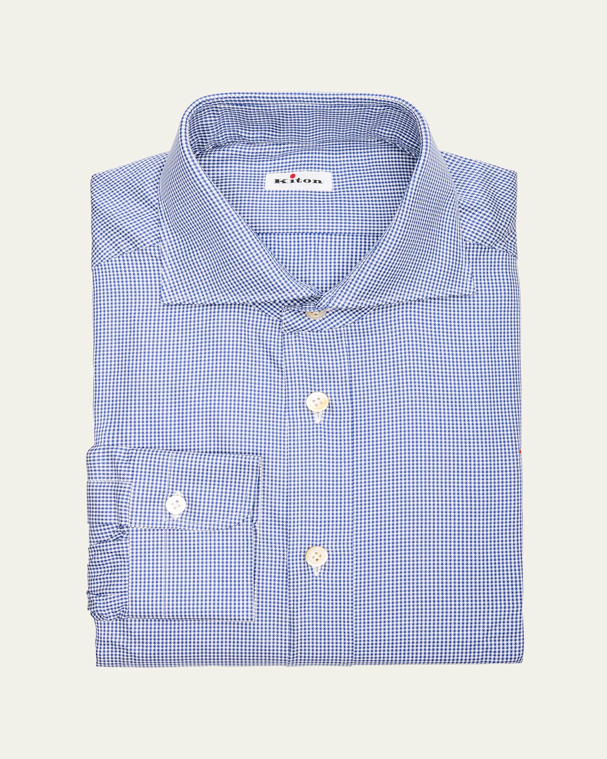 KITON MEN'S COTTON MICRO-HOUNDSTOOTH SPORT SHIRT 