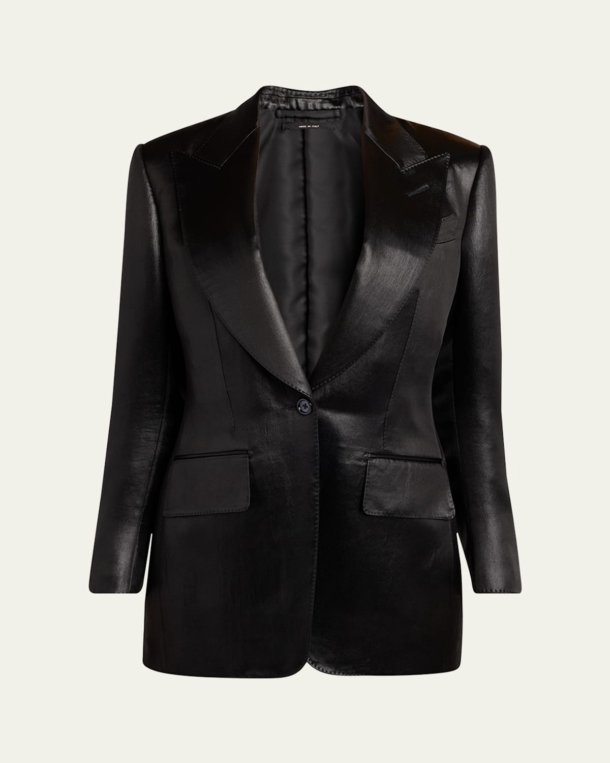 Tom Ford Liquid Satin Single-breasted Blazer Jacket In Black