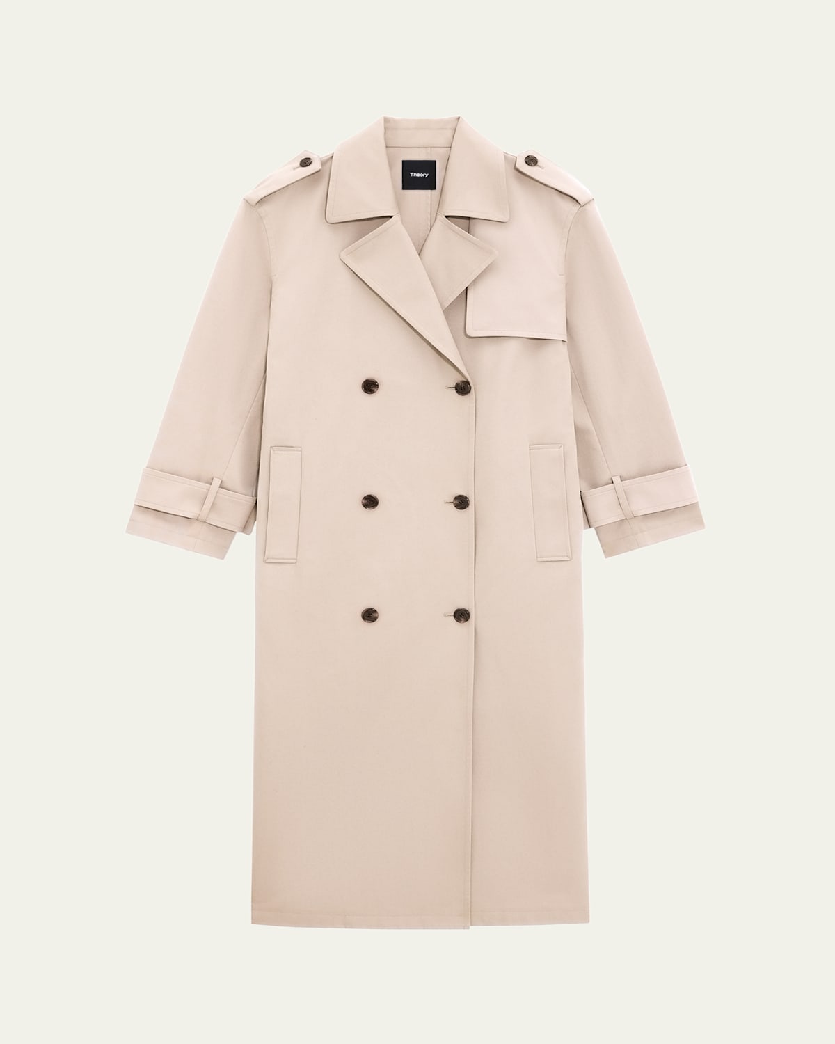 Theory Oversized Double-breasted Trench Coat In Soft Taupe