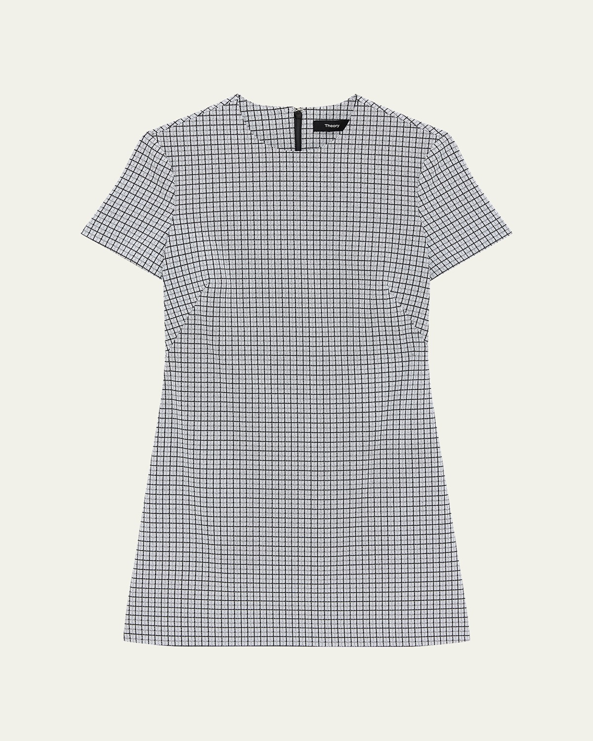 Theory Short-sleeve A-line Mini Dress In Fog Multi
