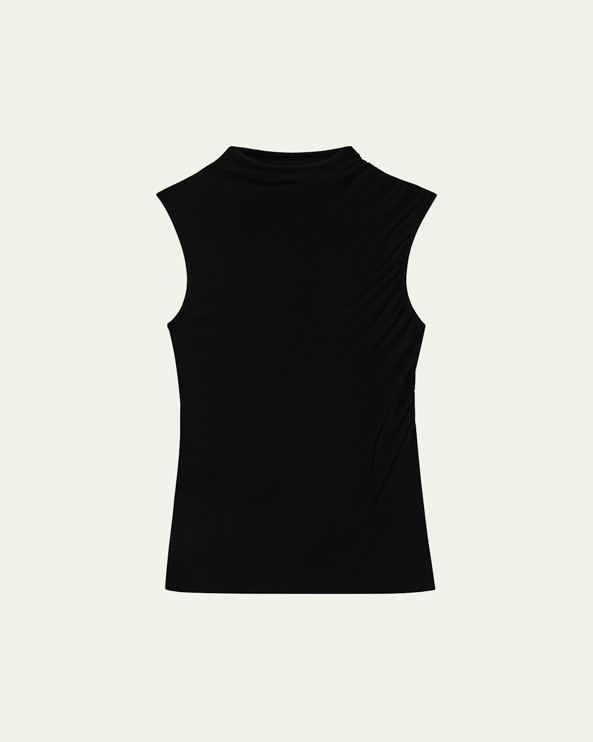 Theory Mock Neck Wool-blend Shell In Black