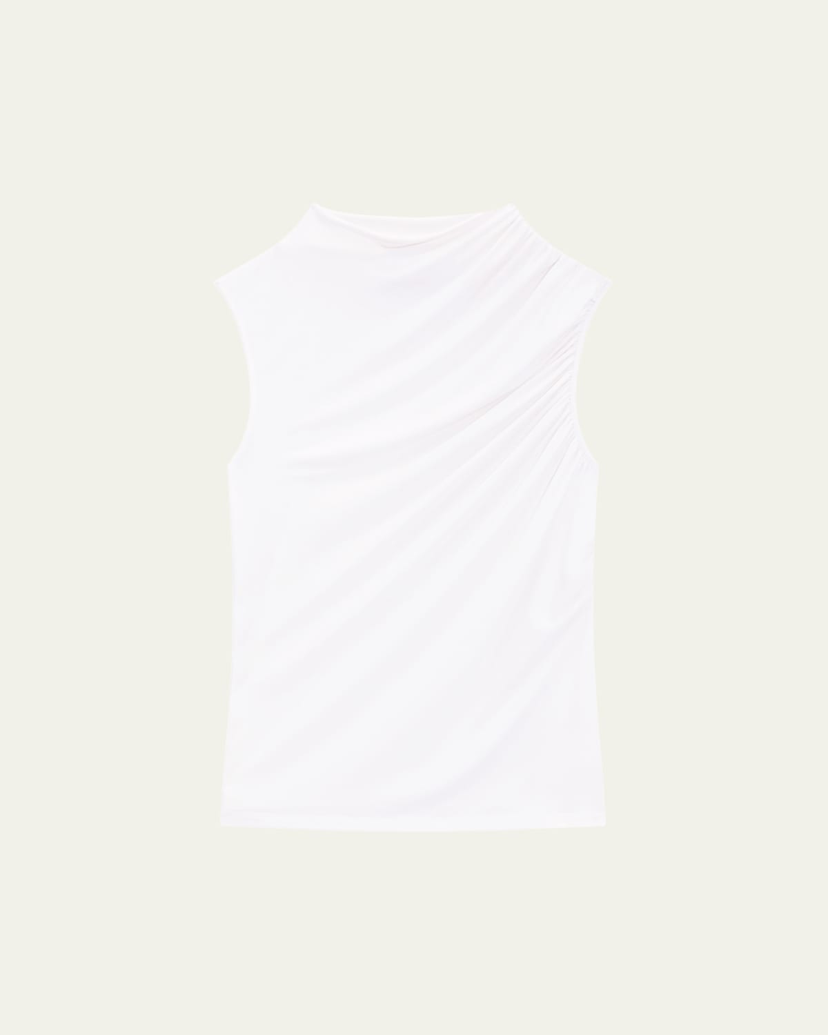 Theory Sleeveless Turtleneck Sweater In Ribbed Viscose In Ivory