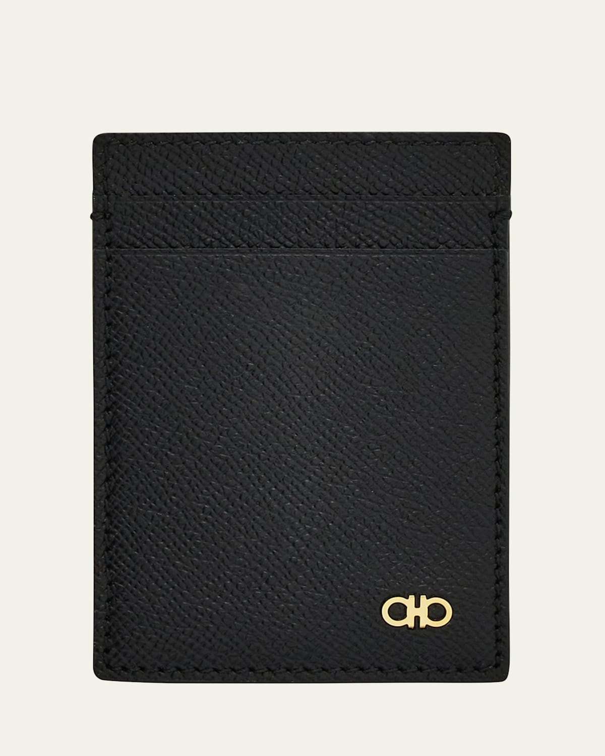 Ferragamo Men's Micro Gancio Money Clip Card Holder In Black