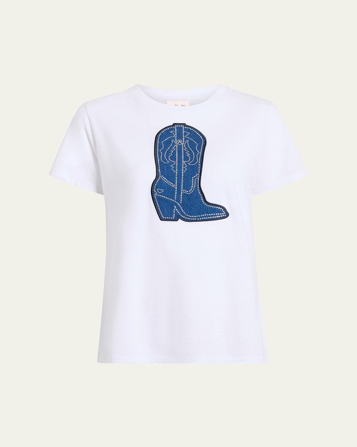 Crewneck Studded Denim Boot Tee