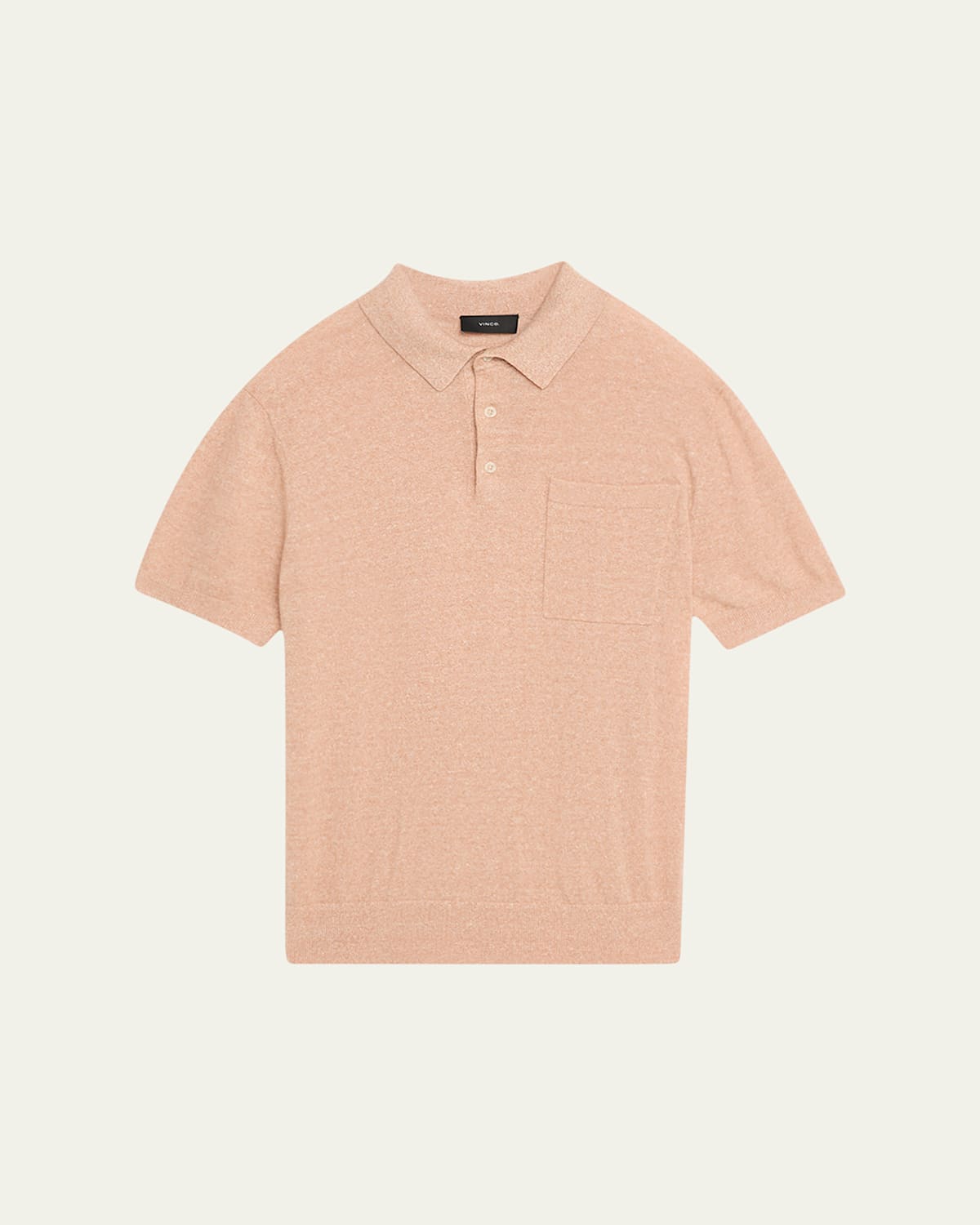 Vince Short Sleeve Linen & Wool Blend Pocket Polo Sweater