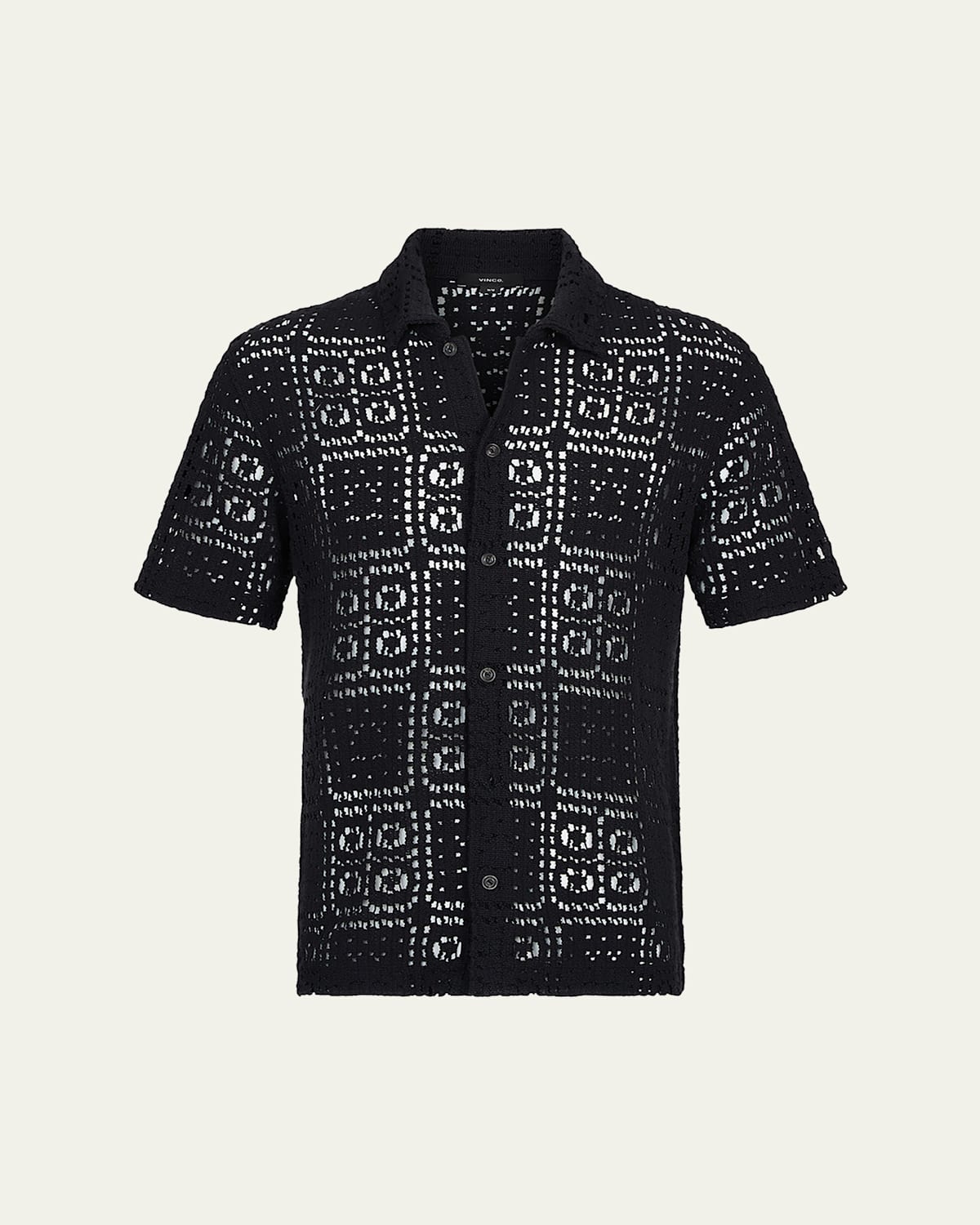 Men's Crochet Button-Down Shirt