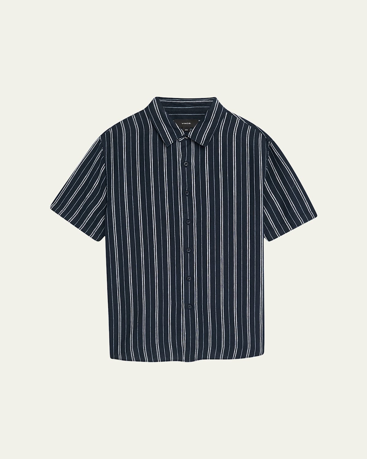 Vince Stripe Classic Fit Short Sleeve Button-up Shirt In Blue