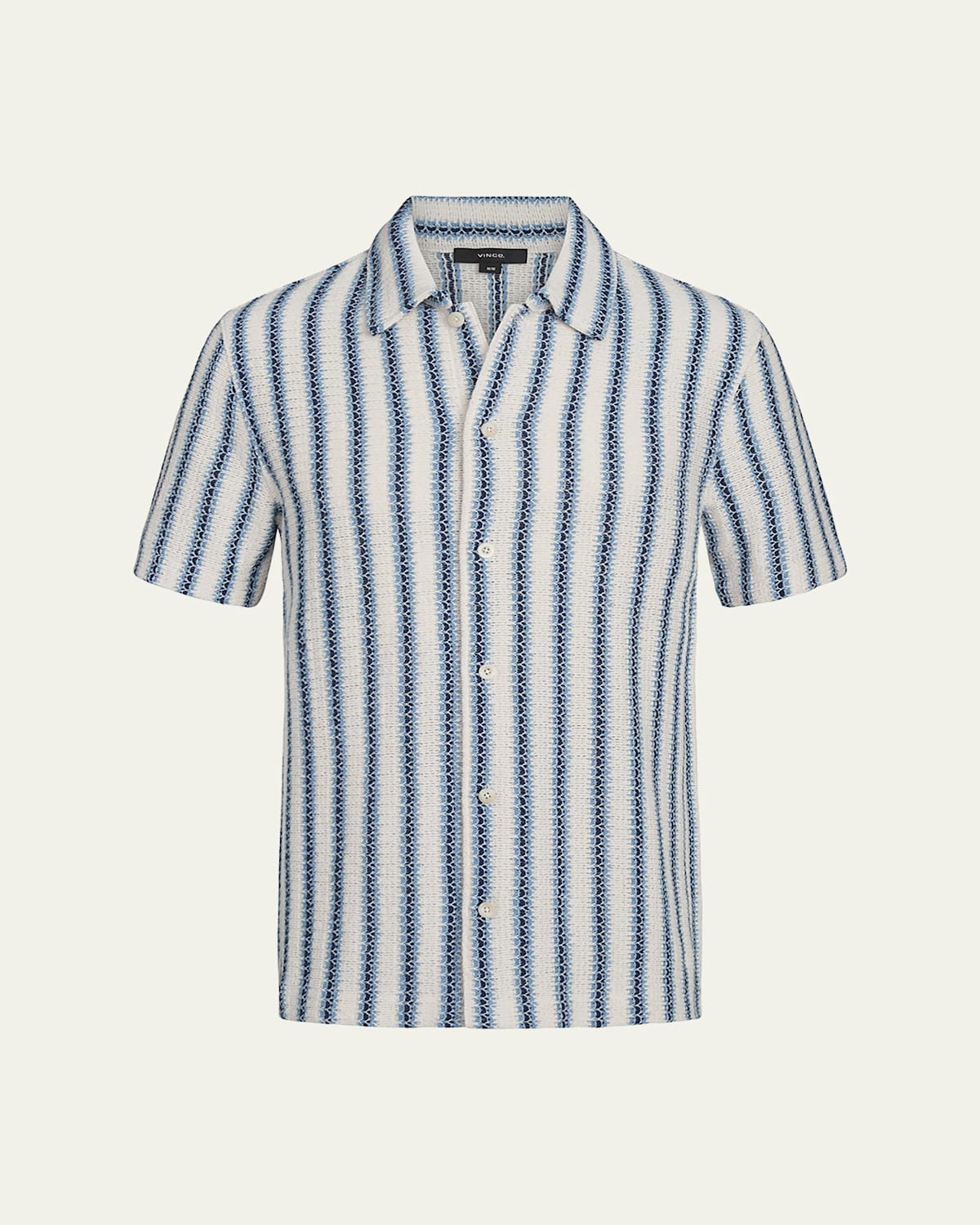 Men's Striped Knit Button-Down Shirt