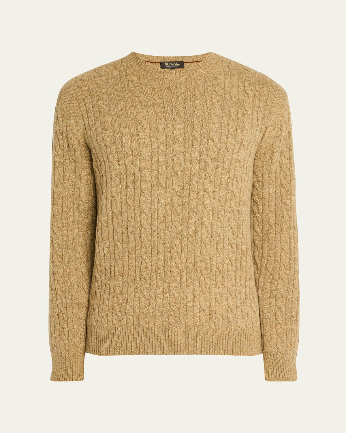 Loro Piana Men's Treccia Baby Cashmere Crewneck Sweater In J1v8 Raw Honey Mel R