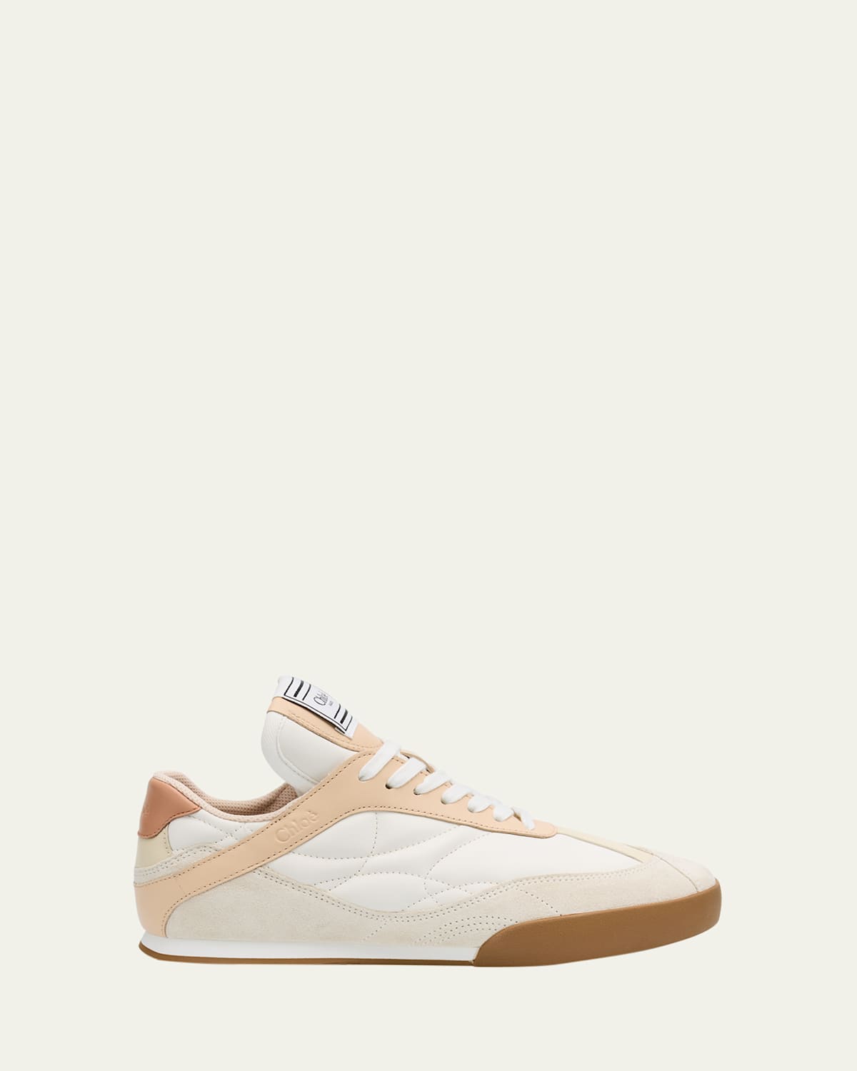 Shop Chloé Kick Mixed Leather Low-top Sneakers In Tender Peach