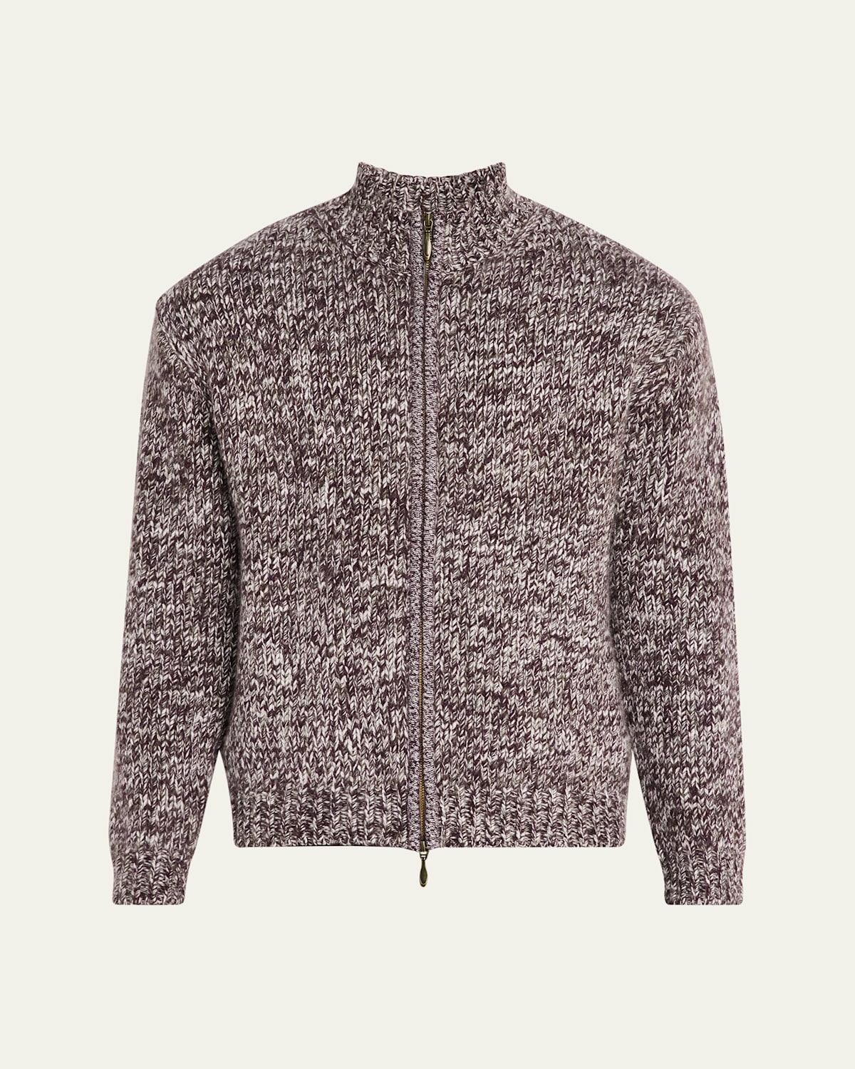 LE KASHA MEN'S LAMDU CASHMERE MELANGE FULL-ZIP SWEATER 