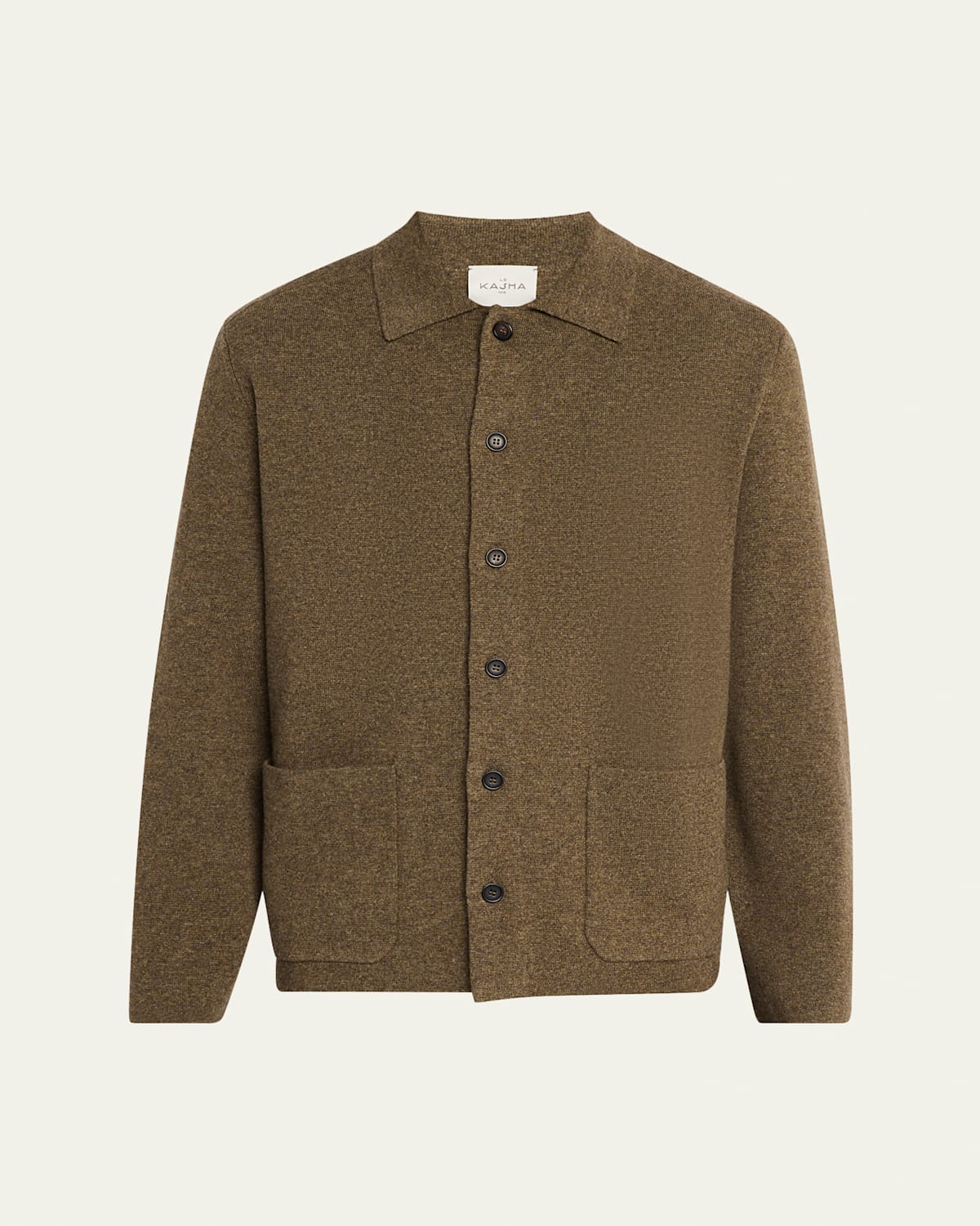 Shop Le Kasha Men's Mogod Cashmere Knit Shirt Jacket In Olive