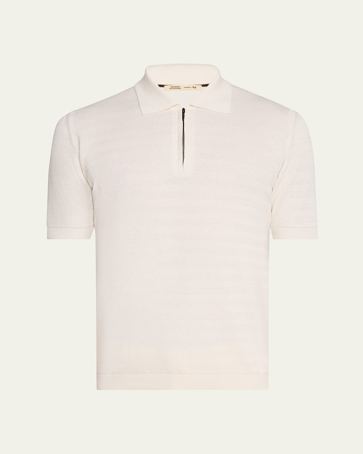 Men's Silk and Cotton Quarter-Zip Polo Shirt