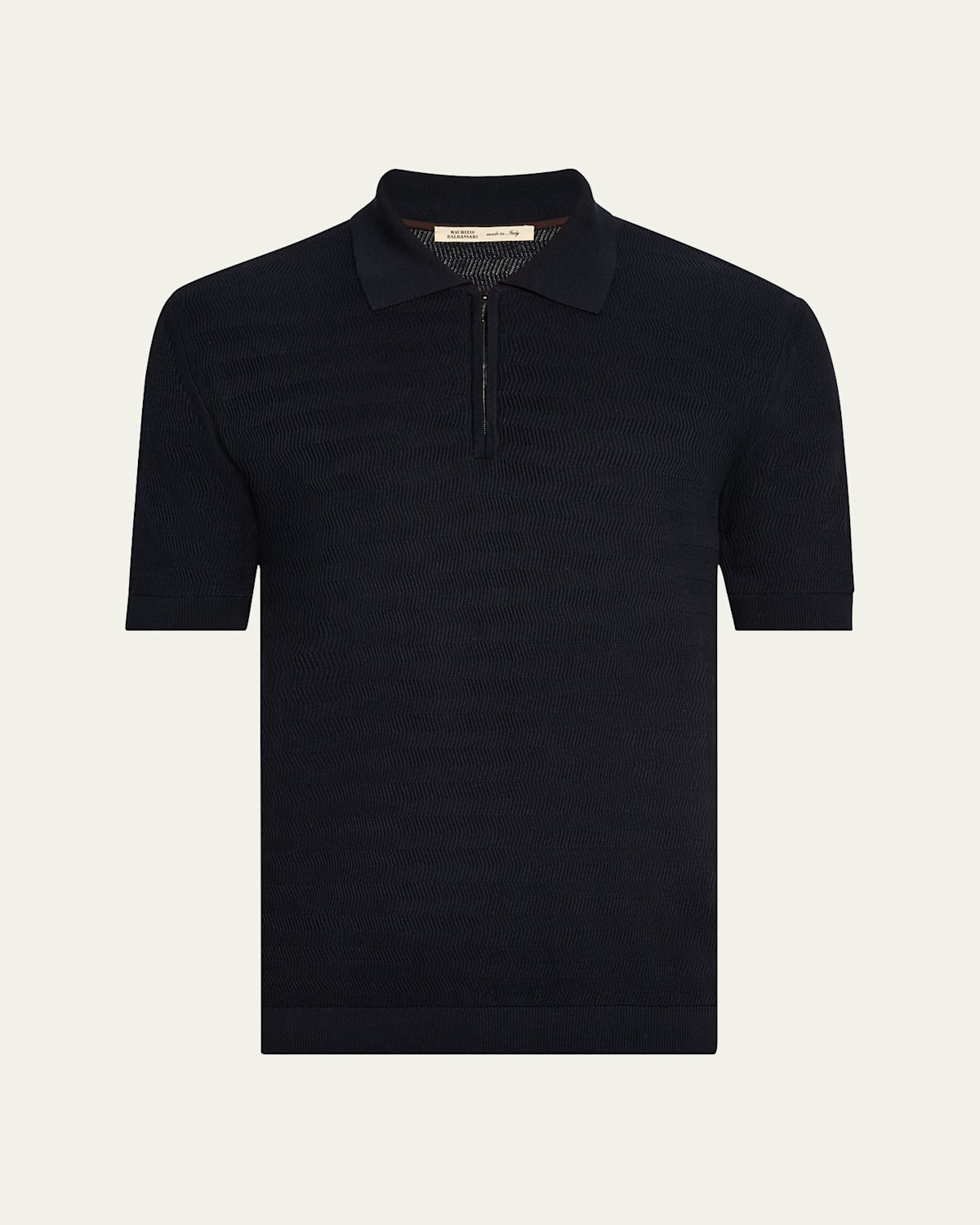 BALDASSARI MEN'S SILK AND COTTON QUARTER-ZIP POLO SHIRT 