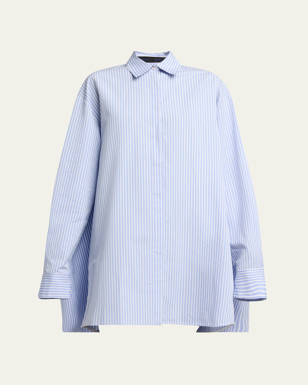 Proenza Schouler Isla Striped Cotton-silk Poplin Cape Mini Shirtdress In Navy Multi
