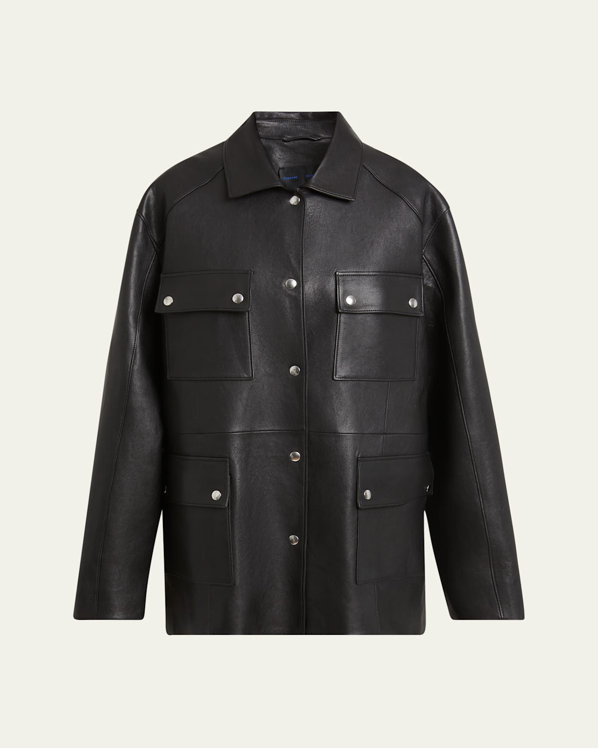 Proenza Schouler Brice Flap Pocket Grainy Leather Jacket In Black