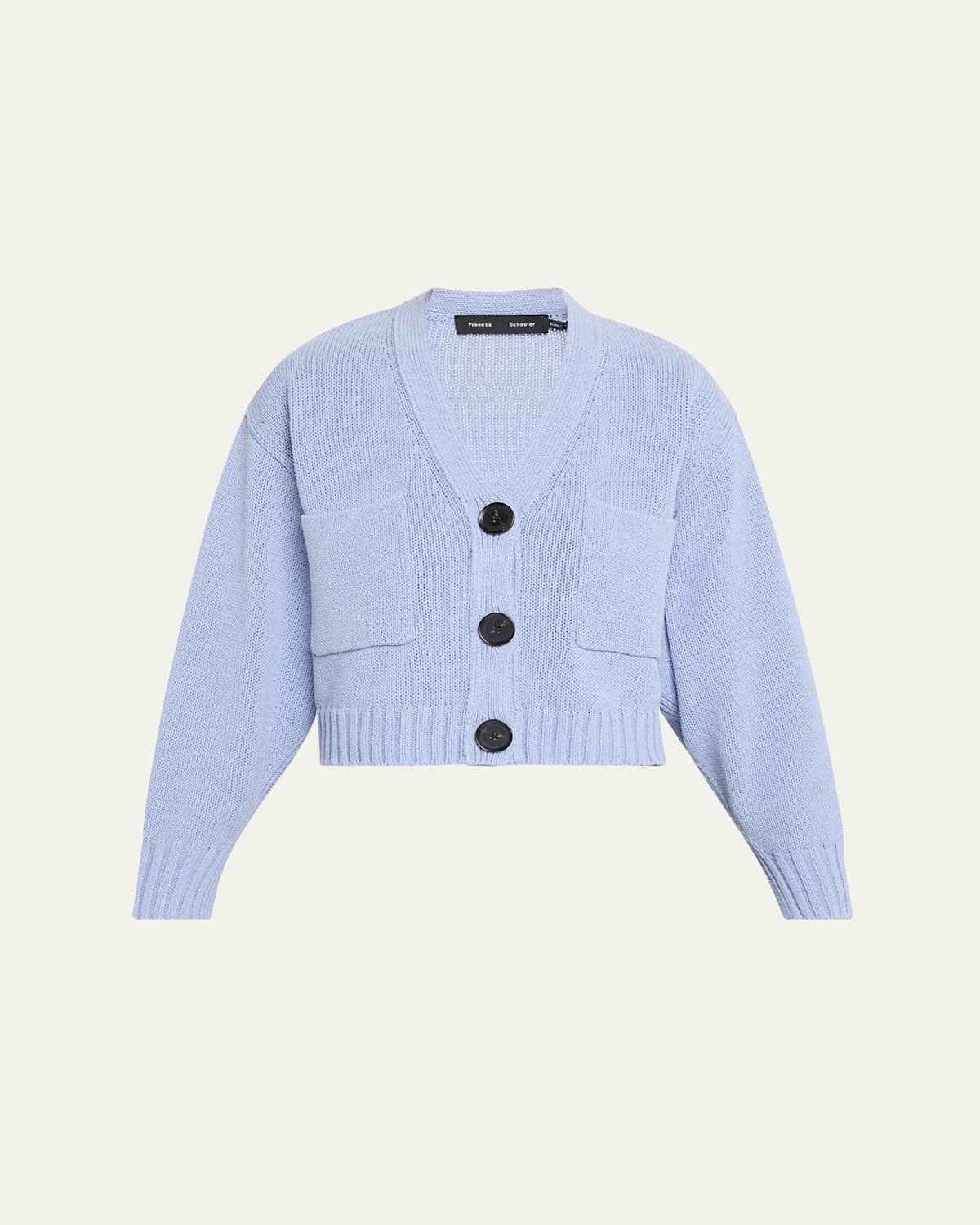 Proenza Schouler Sofia Cropped Cotton Knit Cardigan In Pale Blue
