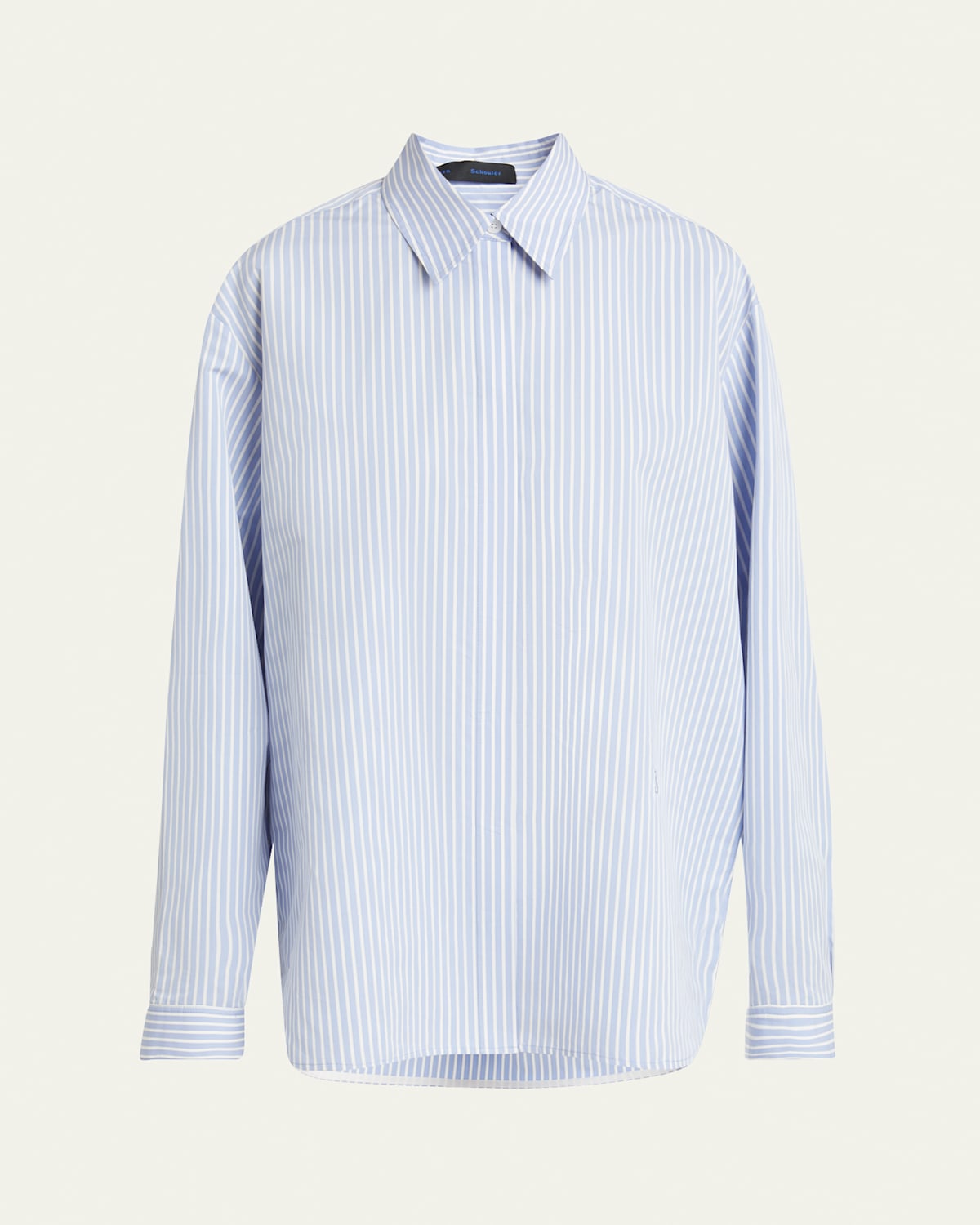 Proenza Schouler Hunter Stripe Button Down Poplin Top In Pale Blue Multi